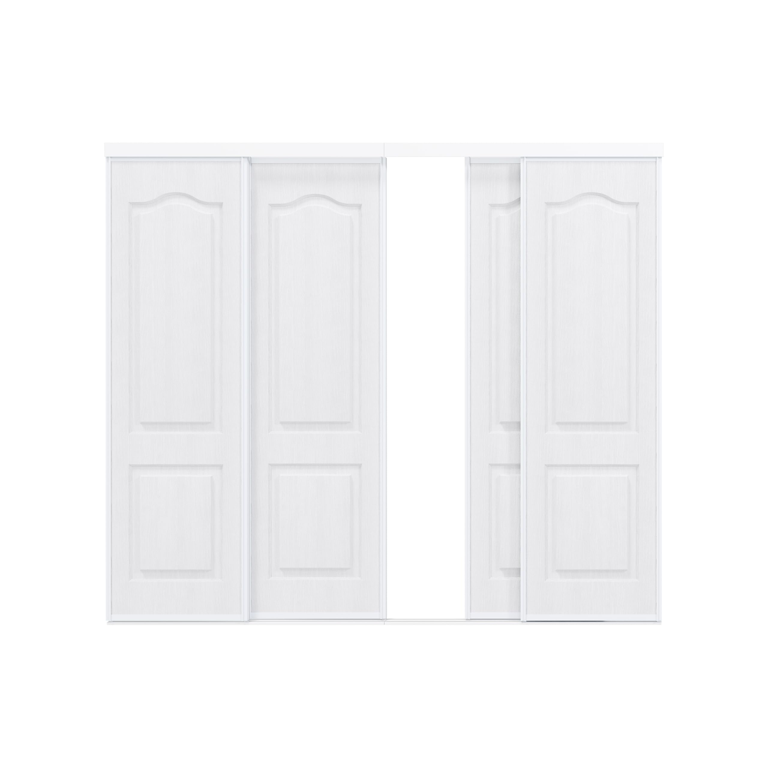 TENONER White 2-Panel Ultra-Thin Core Sliding Closet Doors with Top and Bottom Track & Complete Hardware Kit