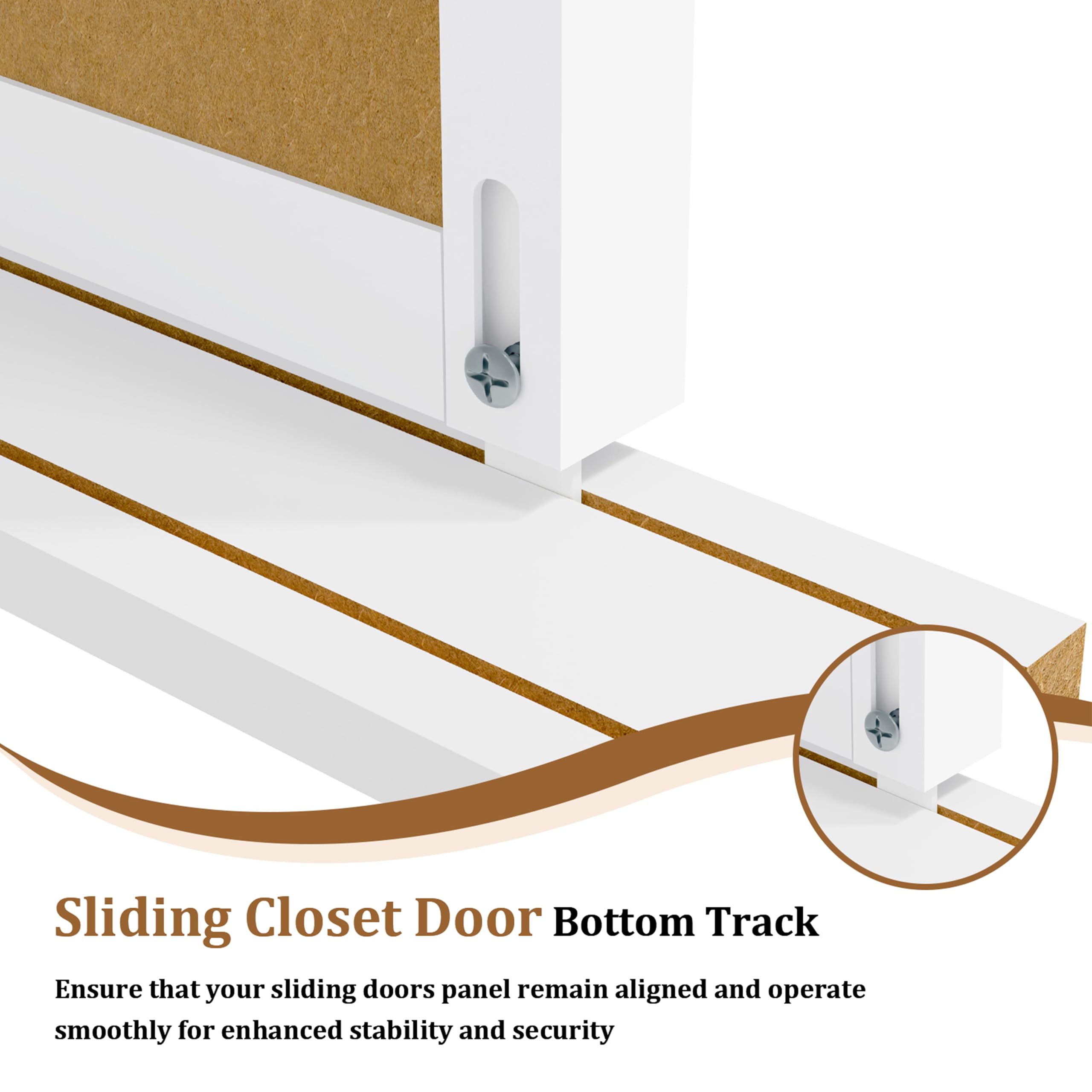 TENONER White 2-Panel Ultra-Thin Core Sliding Closet Doors with Top and Bottom Track & Complete Hardware Kit