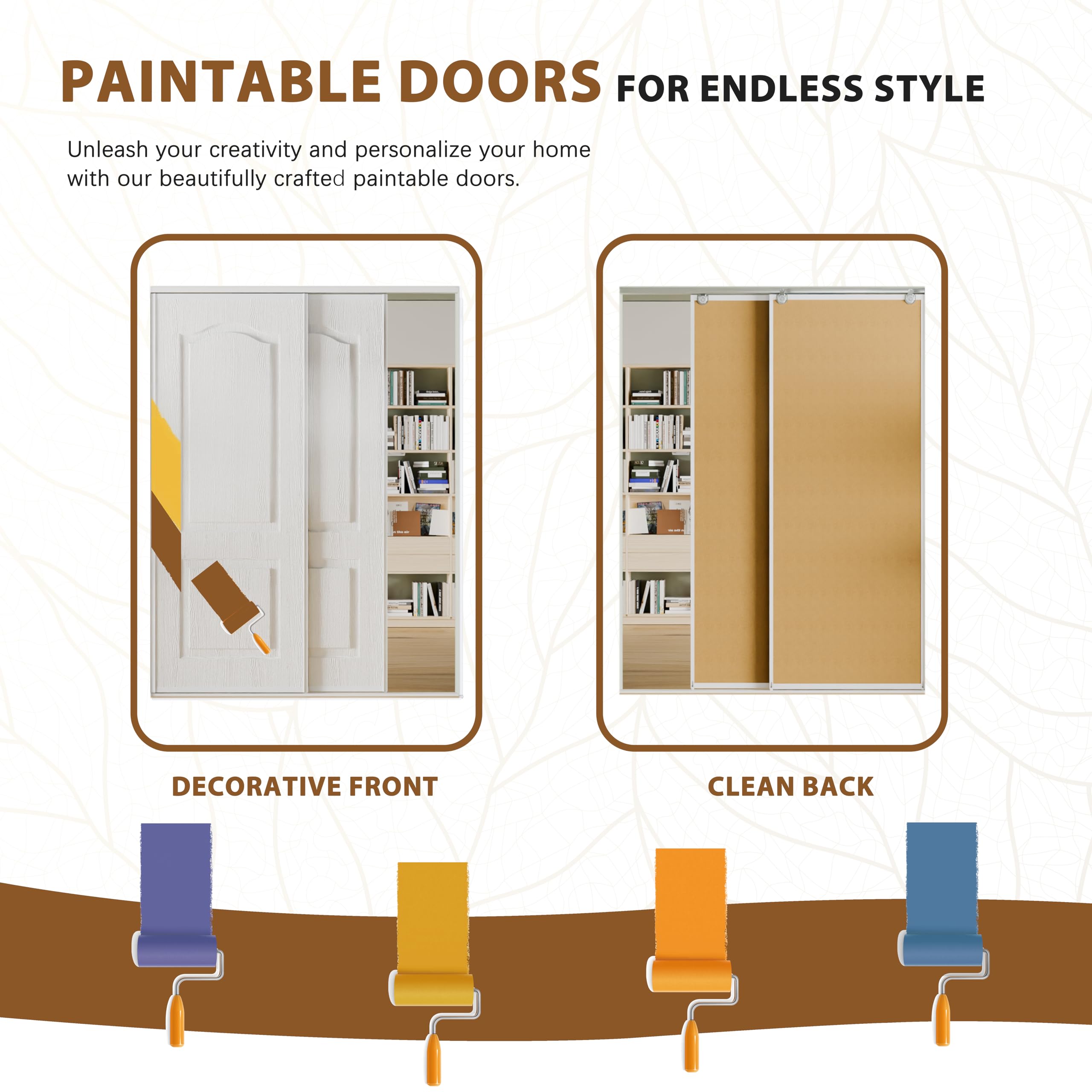 TENONER White 2-Panel Ultra-Thin Core Sliding Closet Doors with Top and Bottom Track & Complete Hardware Kit