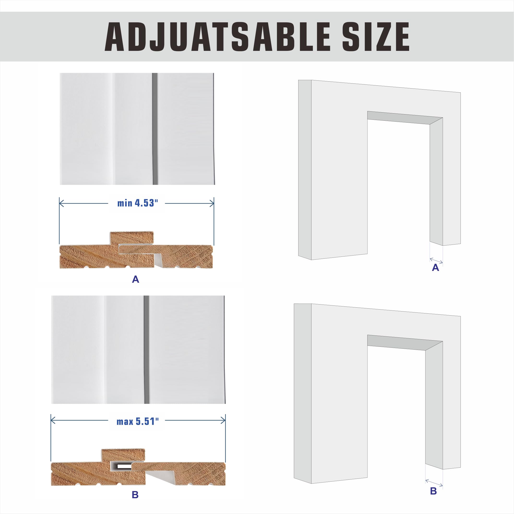 TENONER White 36 in Adjustable Door Frame with Handle
