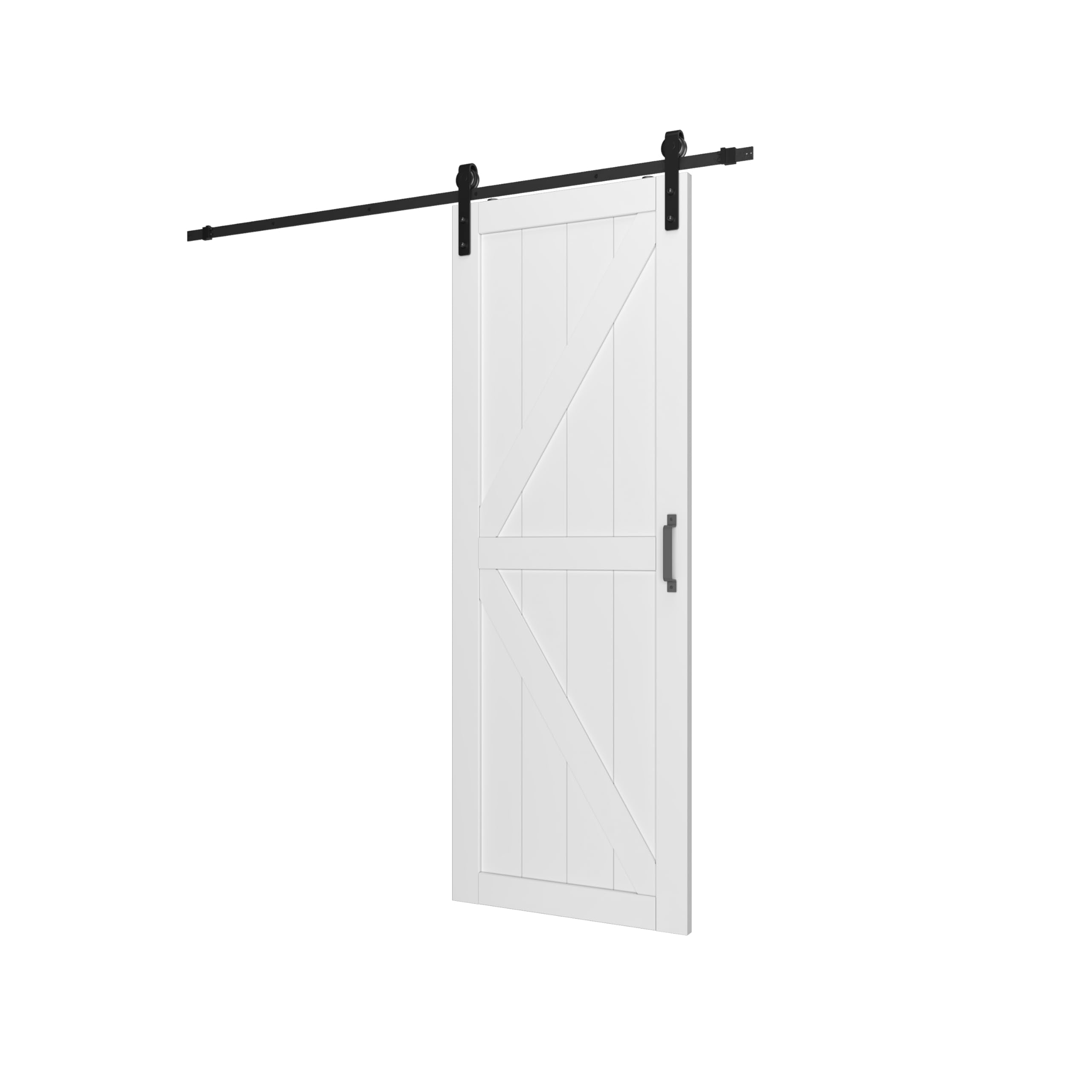 TENONER White K Design Solid Core MDF Wood & Primed Finished Sliding Barn Door