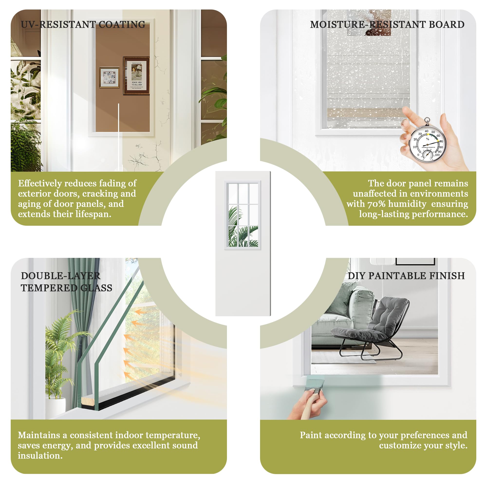 TENONER White Primed 1-Lite Clear Glass Exterior Sliding Barn Door without Large Pet Door
