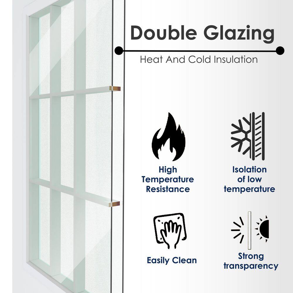 TENONER White Primed 9-Lite Clear Glass Exterior Sliding Barn Door without Pet Door, Ideal for Entrance, Durable Construction, No Hinges or Handles Included