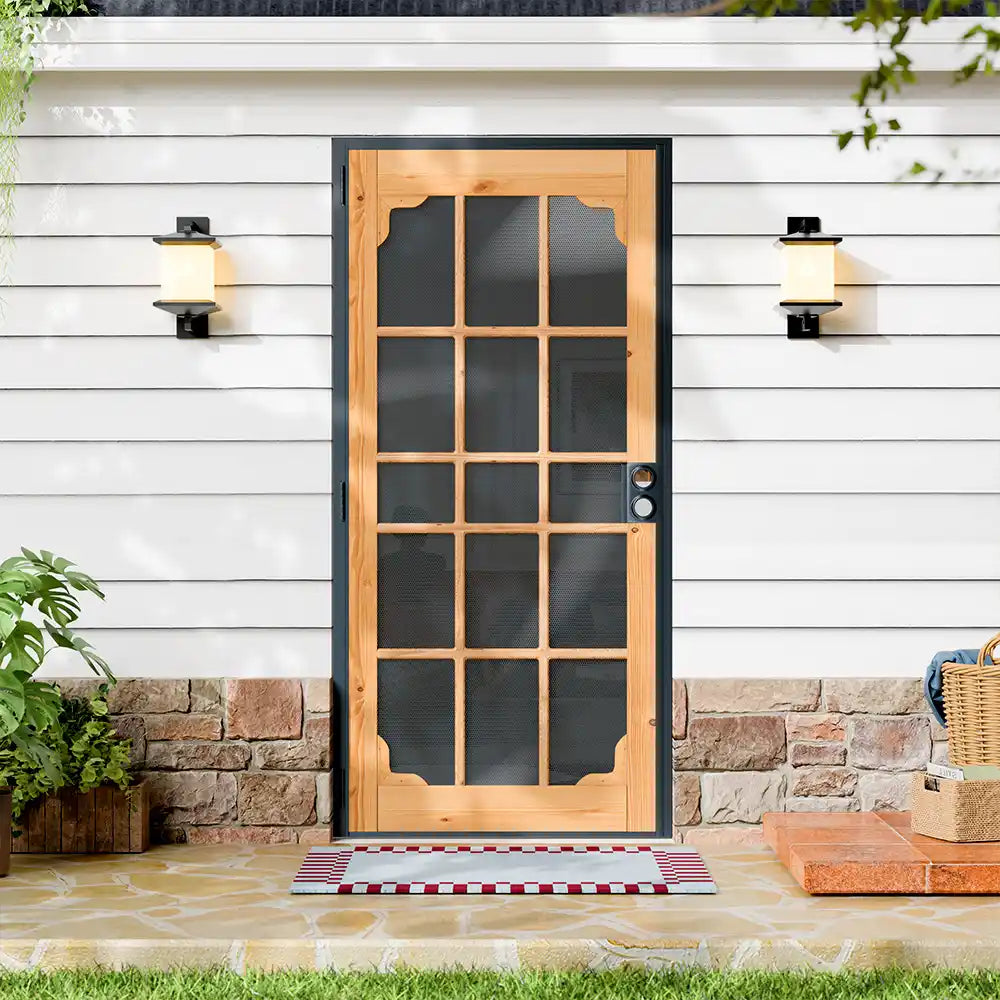 TENONER Bronze Steel Exterior Security Screen Door