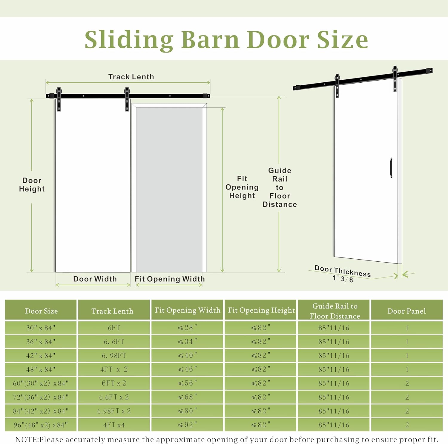 TENONER White MDF Bookshelf Single/Double Sliding Barn Door for Living Rooms, Bedrooms, Closet, Easy to Assemble