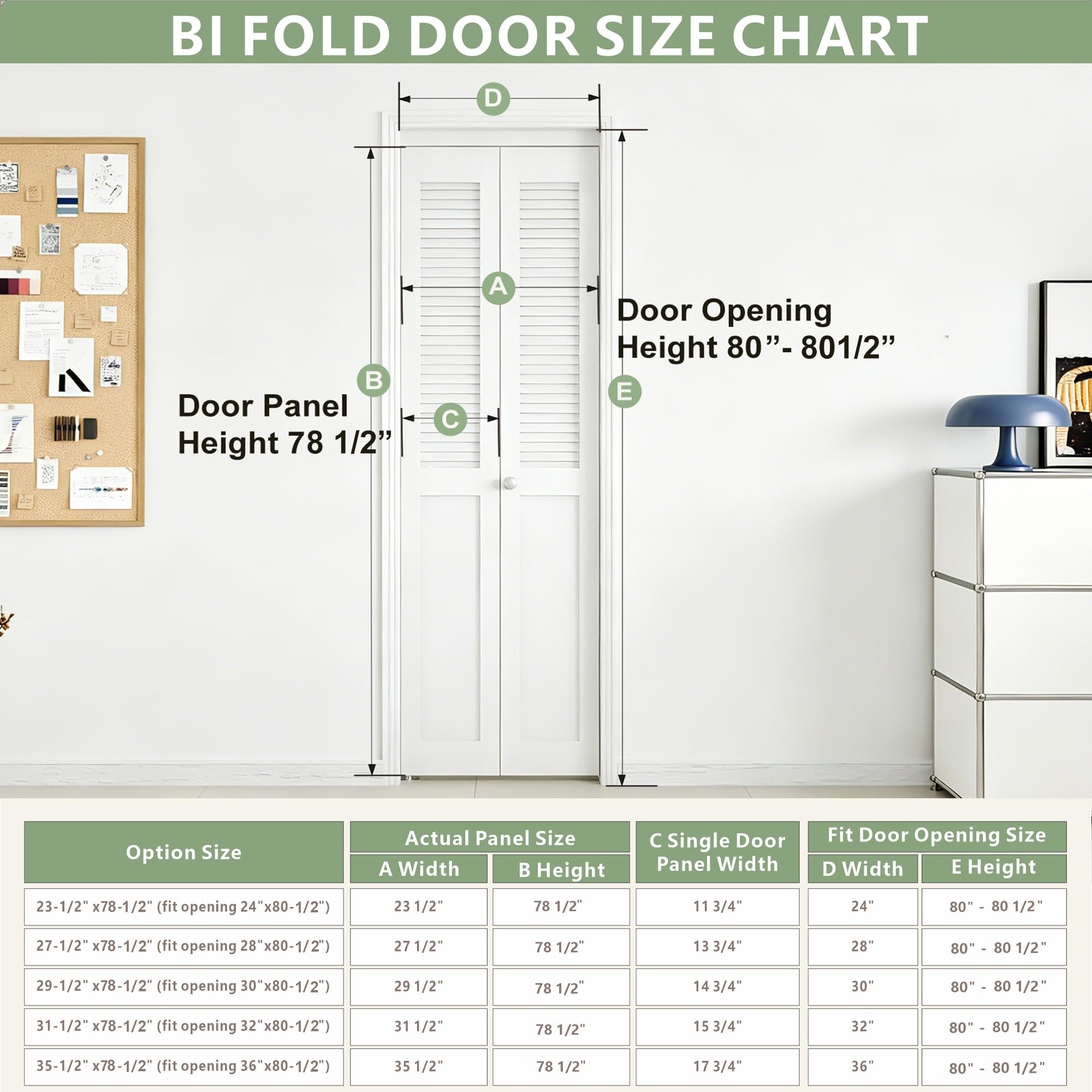 TENONER White MDF Half Louvered Bi-Fold Interior Door for Closet, Pantry, Laundry Room - Ventilation-Friendly with Hardware Kits