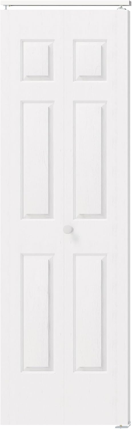 TENONER White MDF Hollow Core 6 Panel Bi-Fold Interior Door for Closet, Pantry, Laundry Room - Space-Saving and Easy-to-Operate