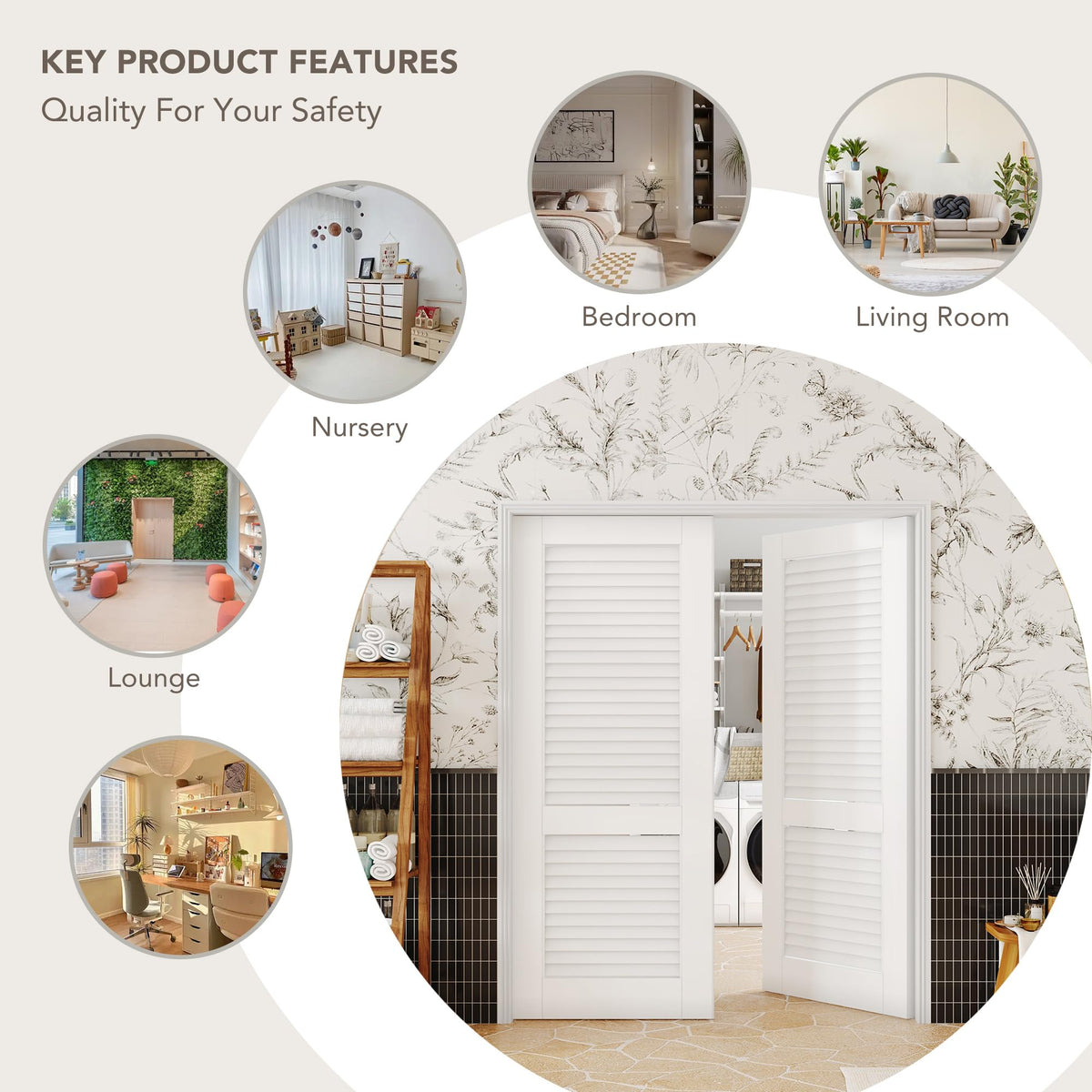 TENONER White Primed Solid Core Slab / Prehung Louvered Ventilation Interior Door - Single or Double Available