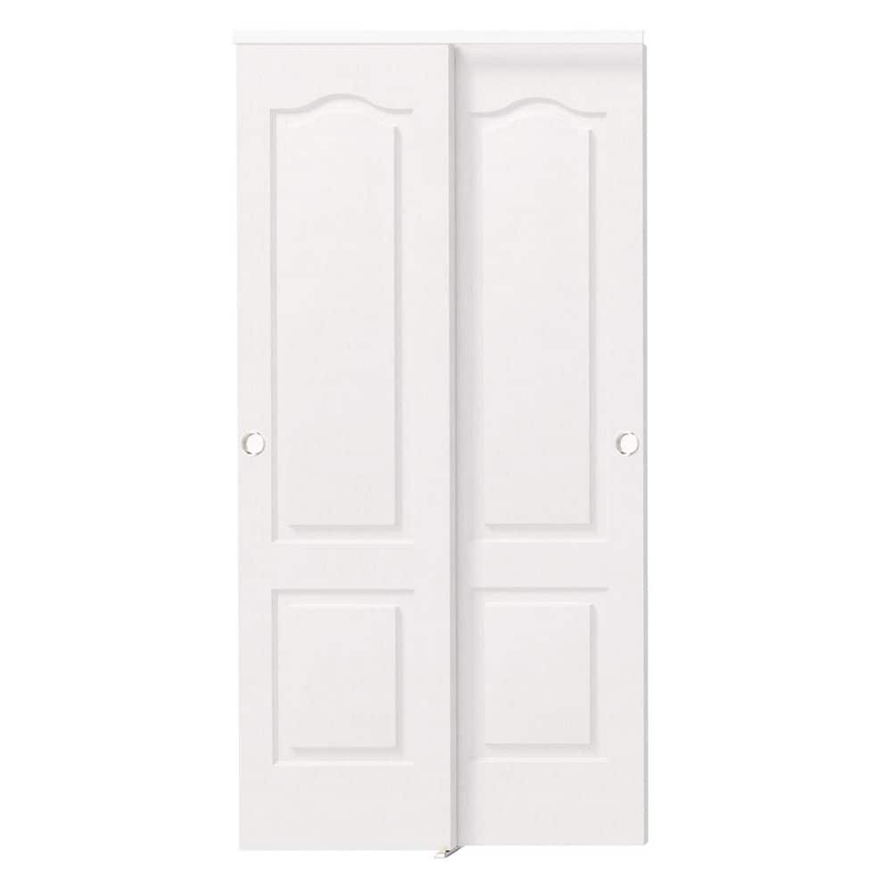 TENONER White MDF 2-Panel Hollow Sliding Closet Door for Bedroom, Pantry - Space-Saving, Smooth and Quiet Operation