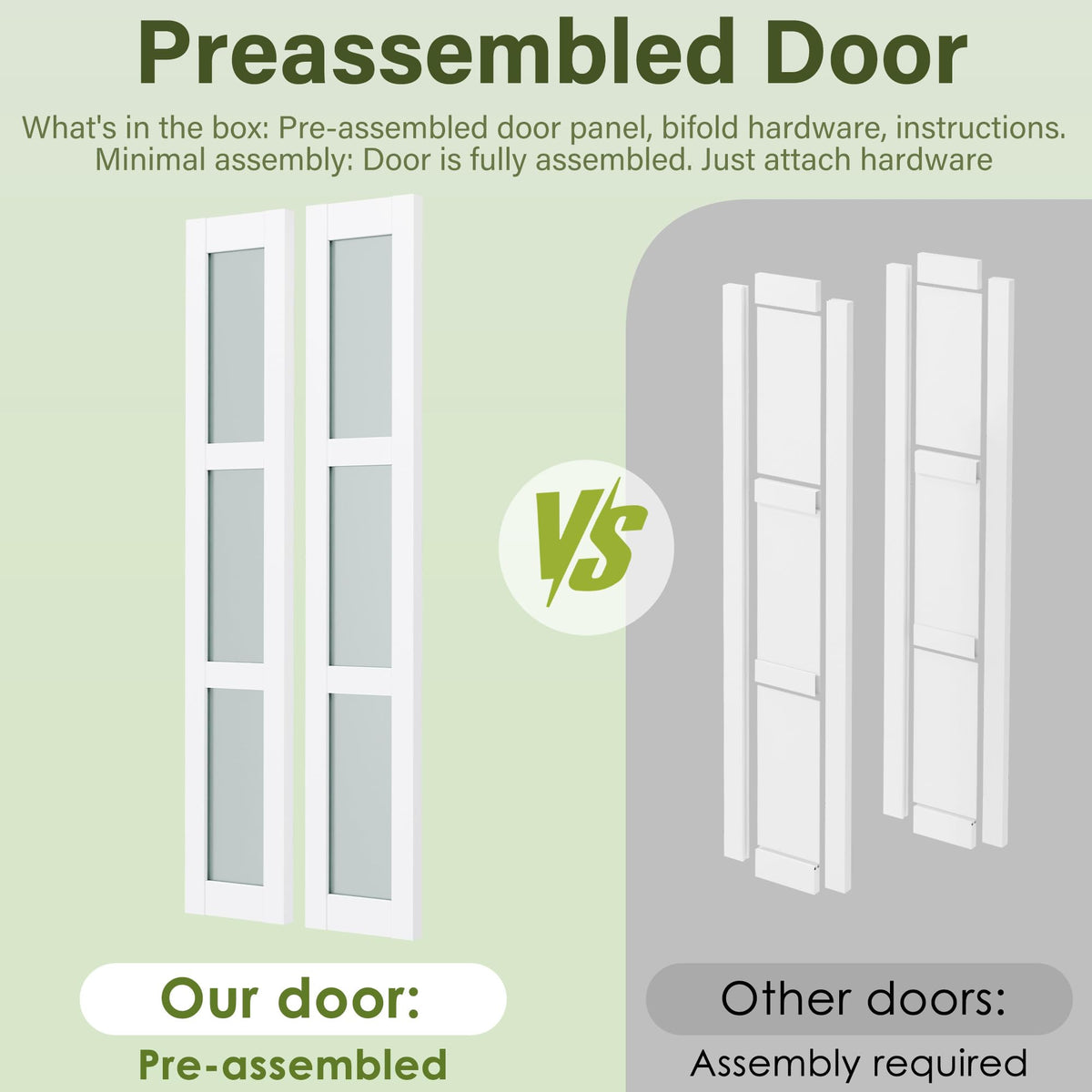 White MDF PVC Covering 3-Lite Frosted Glass 4-Panel Bi-Fold Door for Closet, Laundry Room, Bathroom - Space-Saving