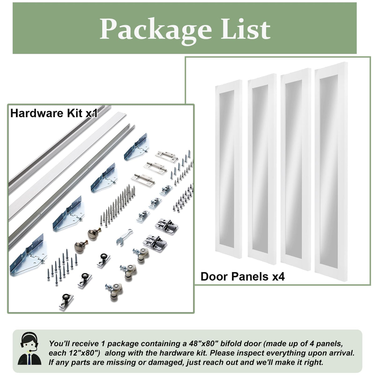 White MDF PVC Covering Full Light Mirrored 4-Panel Bi-Fold Door for Closet, Laundry Room, Bathroom - Space-Saving