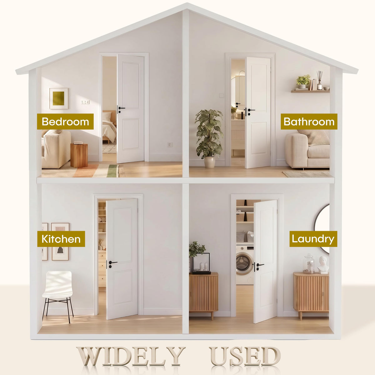 TENONER White Primed 3-Panel Hollow Interior Door for Pantry, Closet, Easy to Install, Stain Resistant
