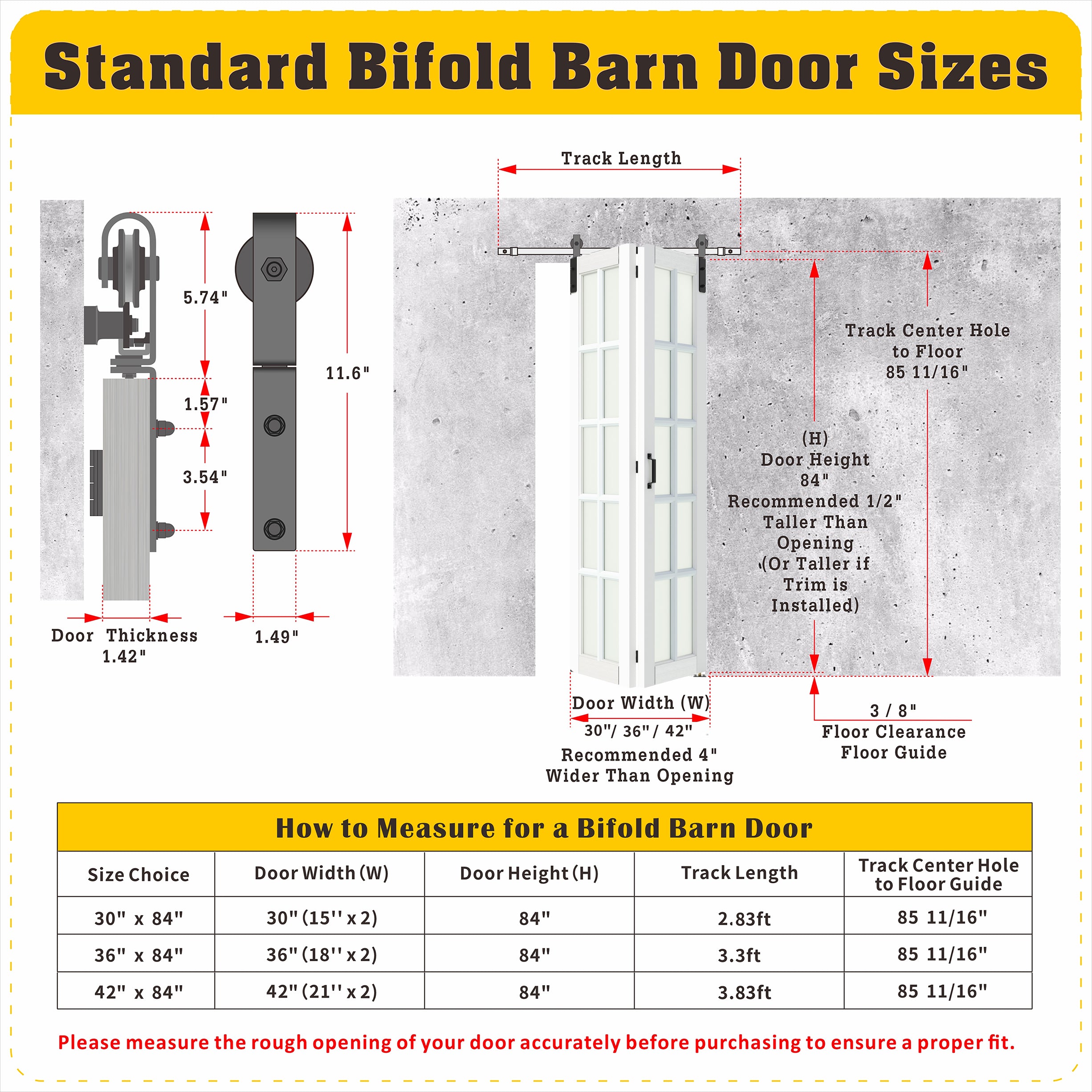 TENONER White 10-Lite Frosted Glass Bi-Fold Sliding Barn Door for Closet, Bedroom, Wardrobe - Space-Saving and Privacy Protection with Hardware Kits