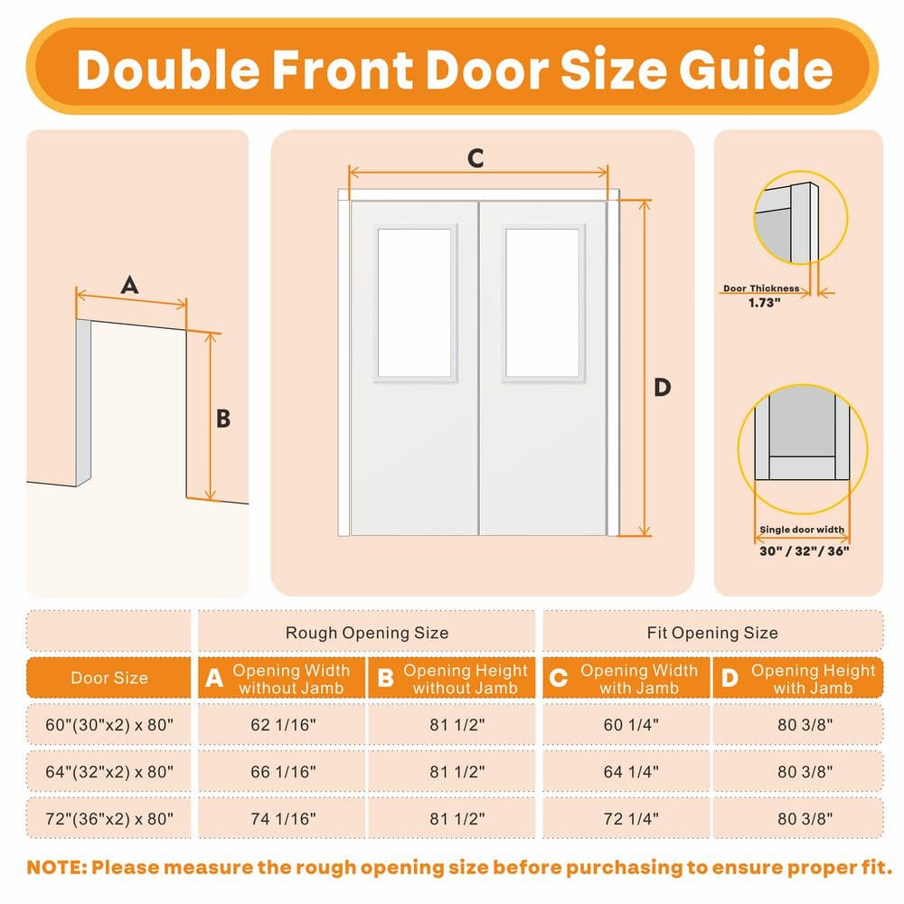 TENONER White Primed Solid Wood 1-Lite Clear Glass Universal Exterior Door without Large Pet Door, No Hinges or Handles