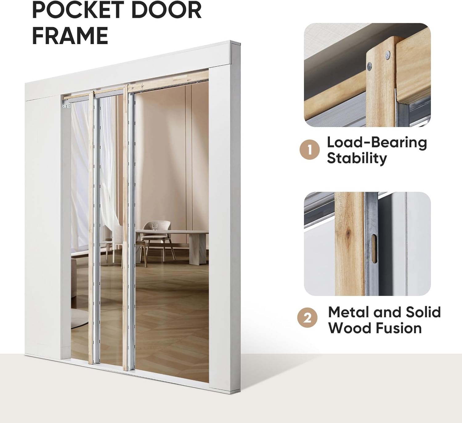 TENONER Pocket Door Frame Kit - Space Saving, Easy Installation