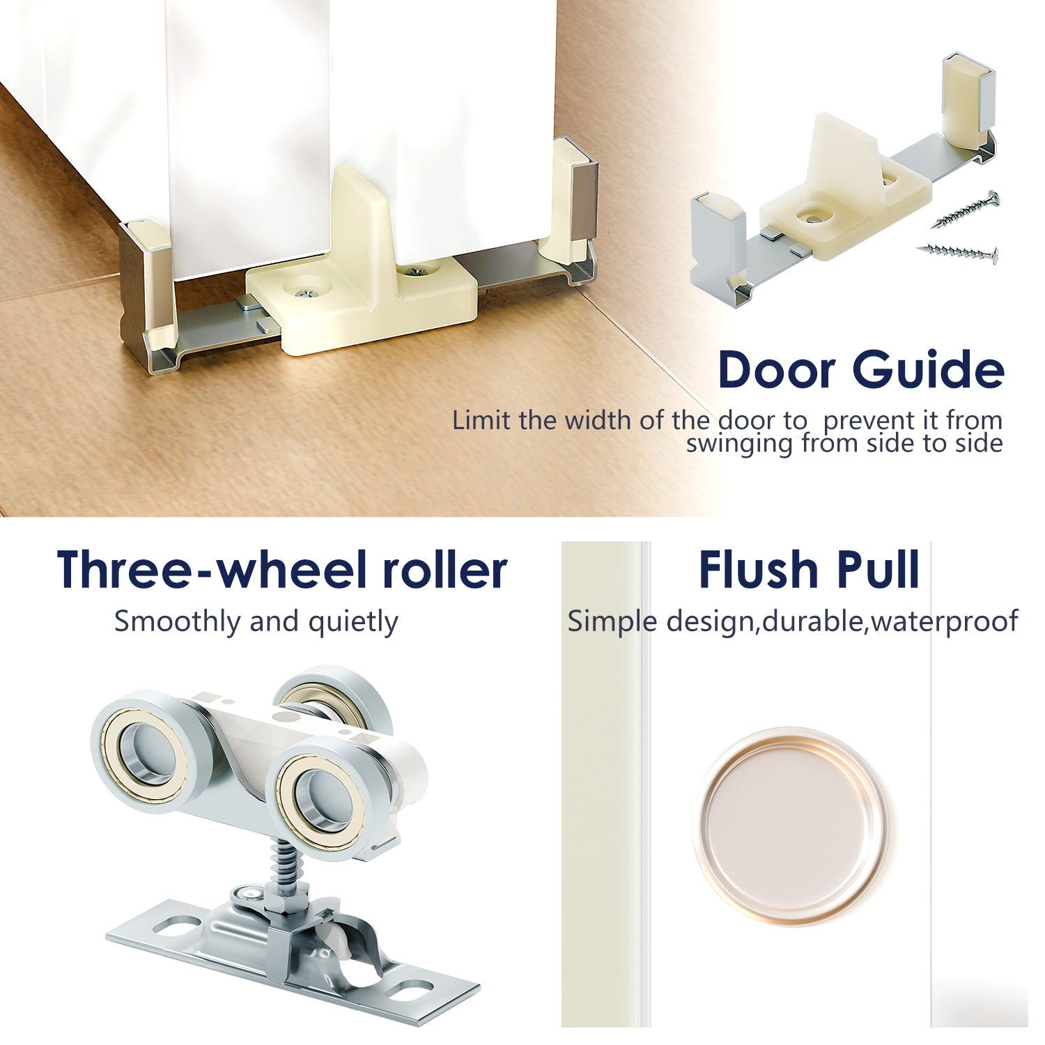 TENONER White MDF 6 Panel Bypass Door for Bedroom, Living Room,Laundry – DIY Painted, Easy Installation with Bypass Hardware Kits