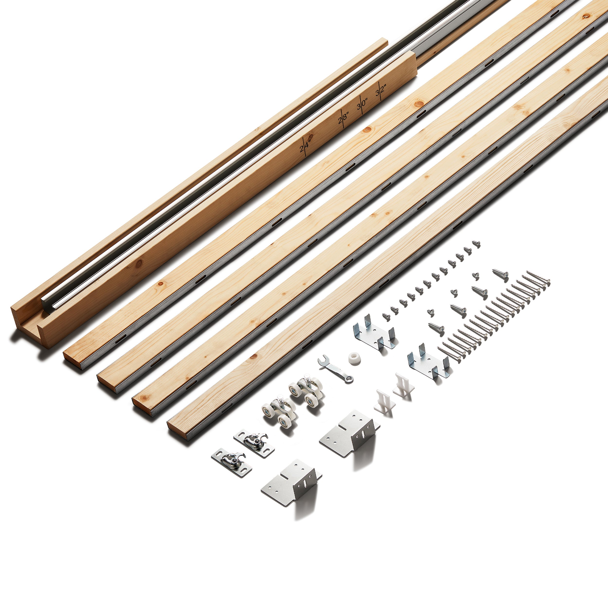 TENONER White MDF 5-Panel Single/Double Sliding Pocket Door for Bedroom, Closet, and Hallway - Space-Saving, Easy to Assemble with Frame and Hardware Kit