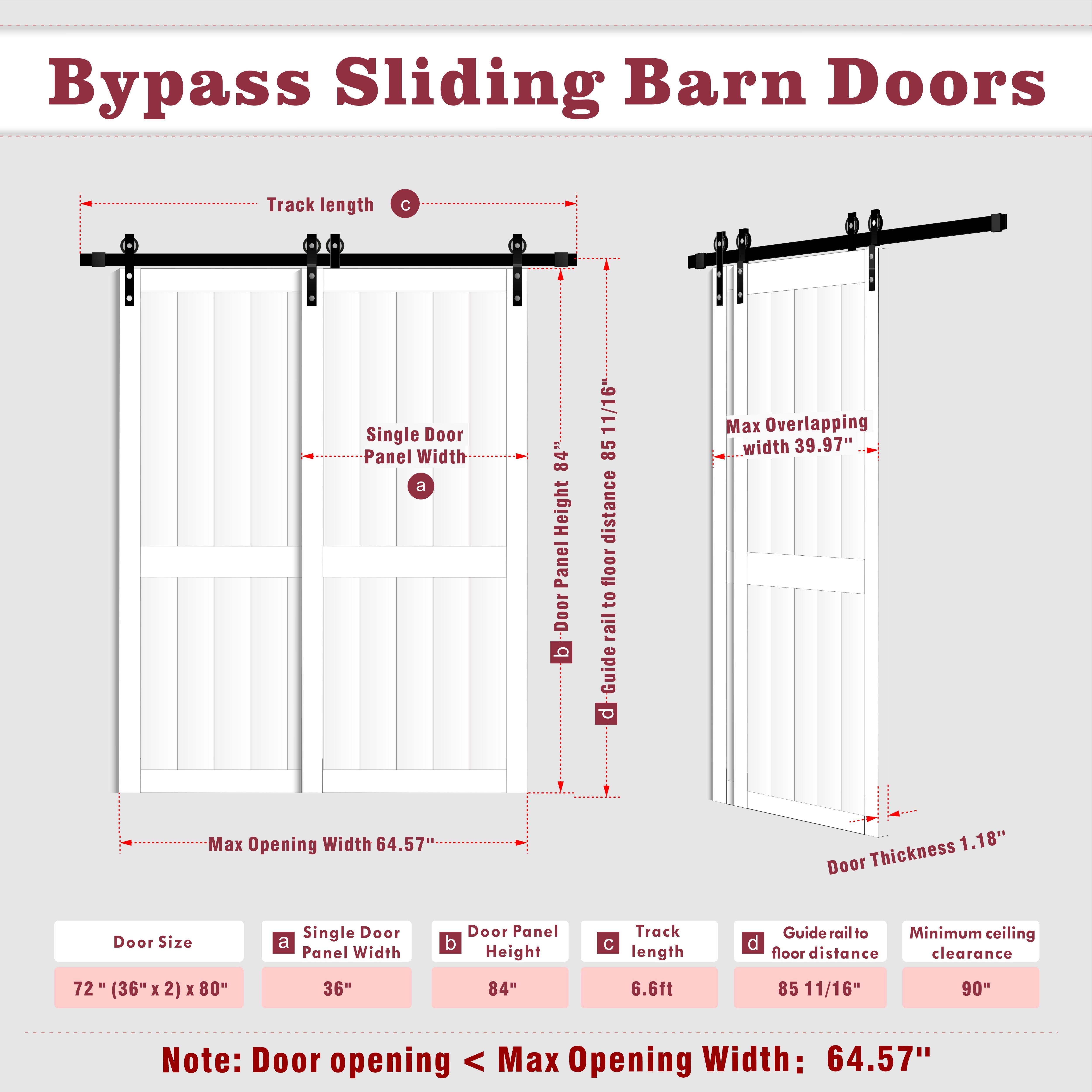 TENONER White MDF H-Frame Bypass Barn Doors for Living Room, Bedroom, Laundry – Easy to Install and DIY Painted with Bypass Door Hardware Kits