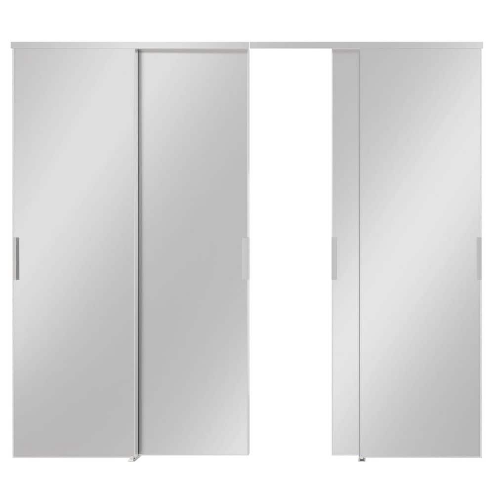 TENONER Black/White/Silver Aluminum Frame Mirrored Glass Sliding Closet Door for Bedroom, Closet, and Living room - Space-Saving, Durable with Hardware Track Kit & Floor Guide