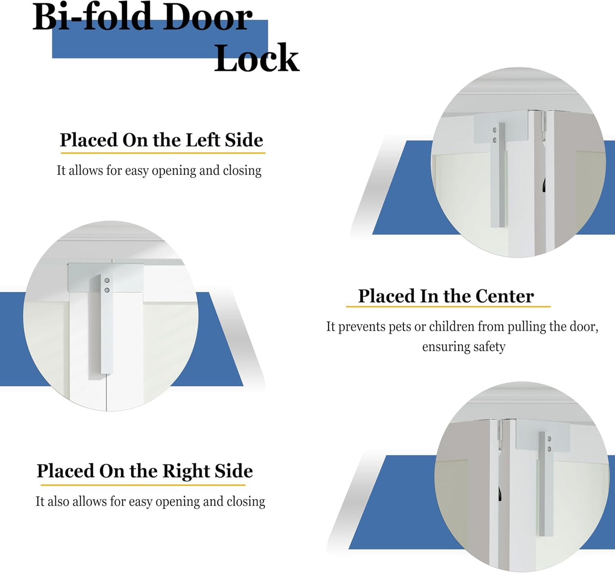 White Bifold Door Lock - Easy Installation