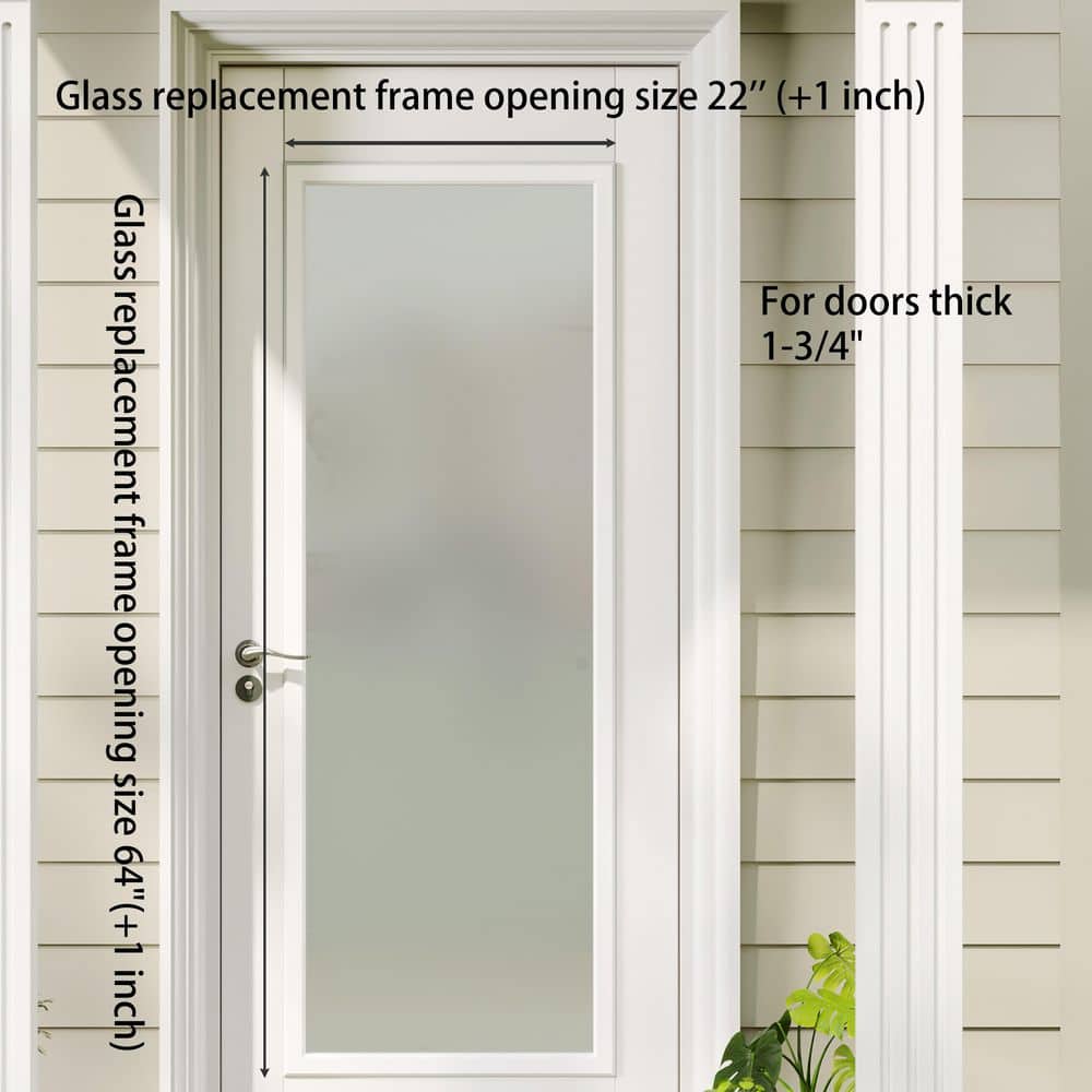 TENONER 1-Lite Frosted Glass Inserts for Exterior Doors Replacement for Enclosed Shutters Insert Kit