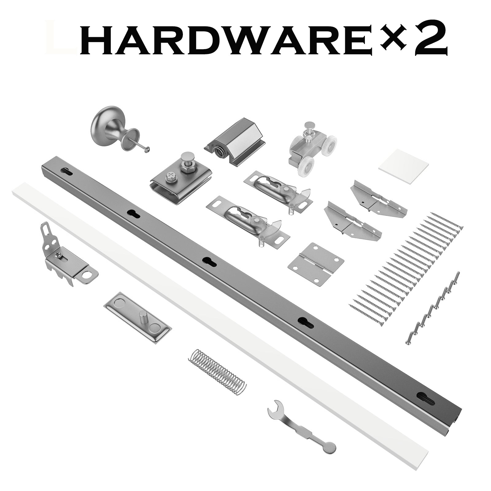 TENONER White MDF 1/2-Lite Hammered Glass Bi-Fold Door for Closet, Laundry Room, Bedroom - Water-Resistant and Space-Saving with Hardware Kits