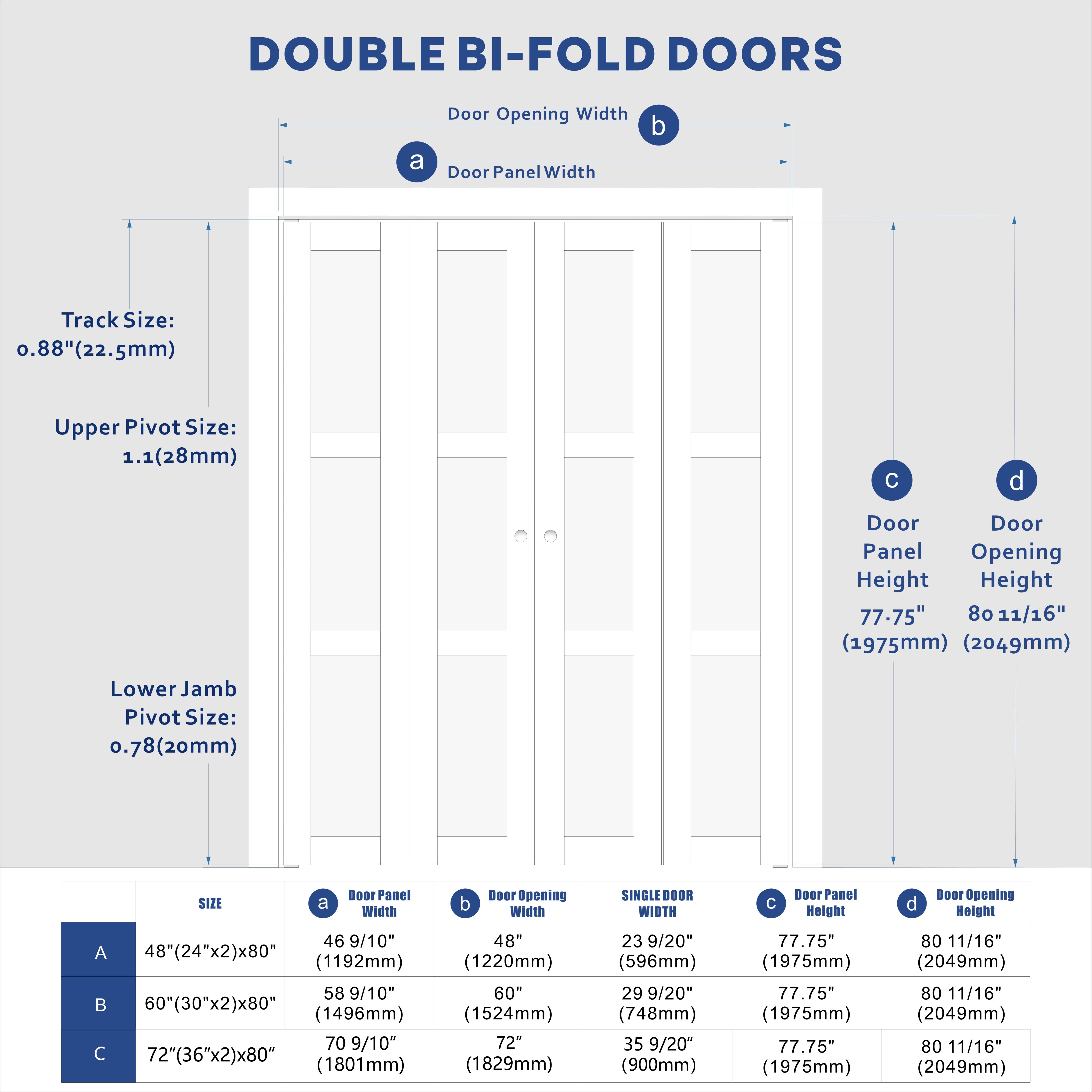 TENONER White MDF 4-Lite Mirror Glass Bi-Fold Door for Closet, Laundry Room, Bathroom - Light Enhancing and Space-Saving with Hardware Kits