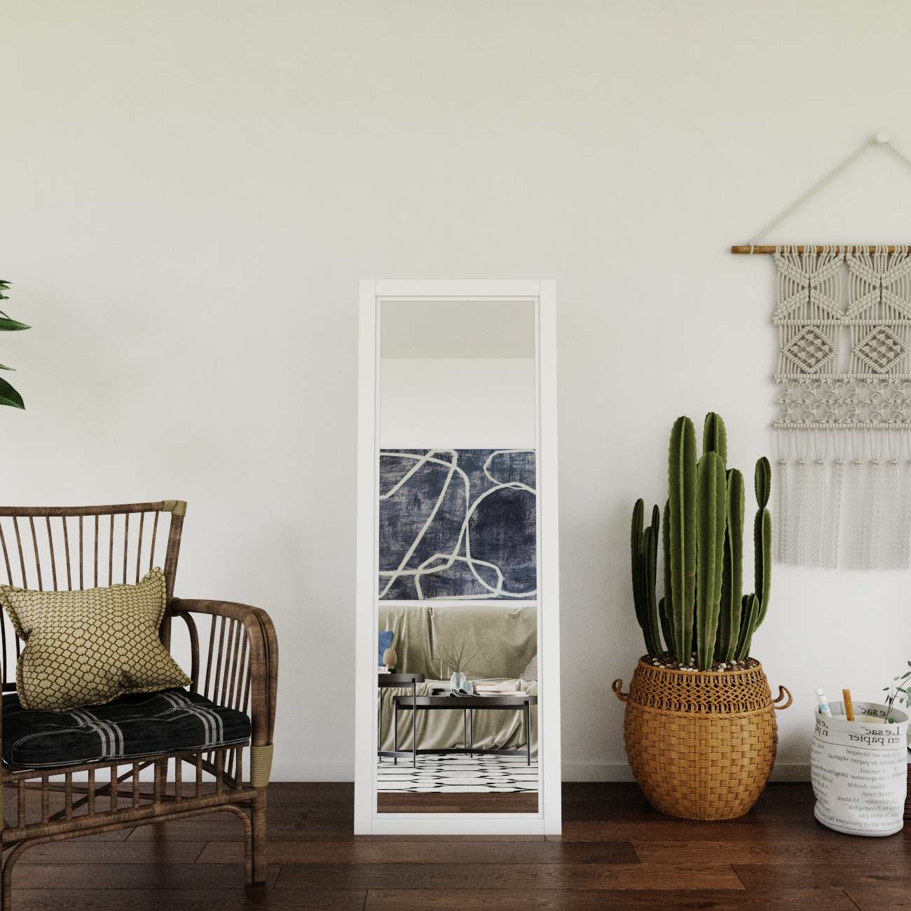 TENONER White Frame Full Length Floor Mirror, Full Body Rectangle Free-Standing Mirror for Bedroom and Large Mirror for Living Room