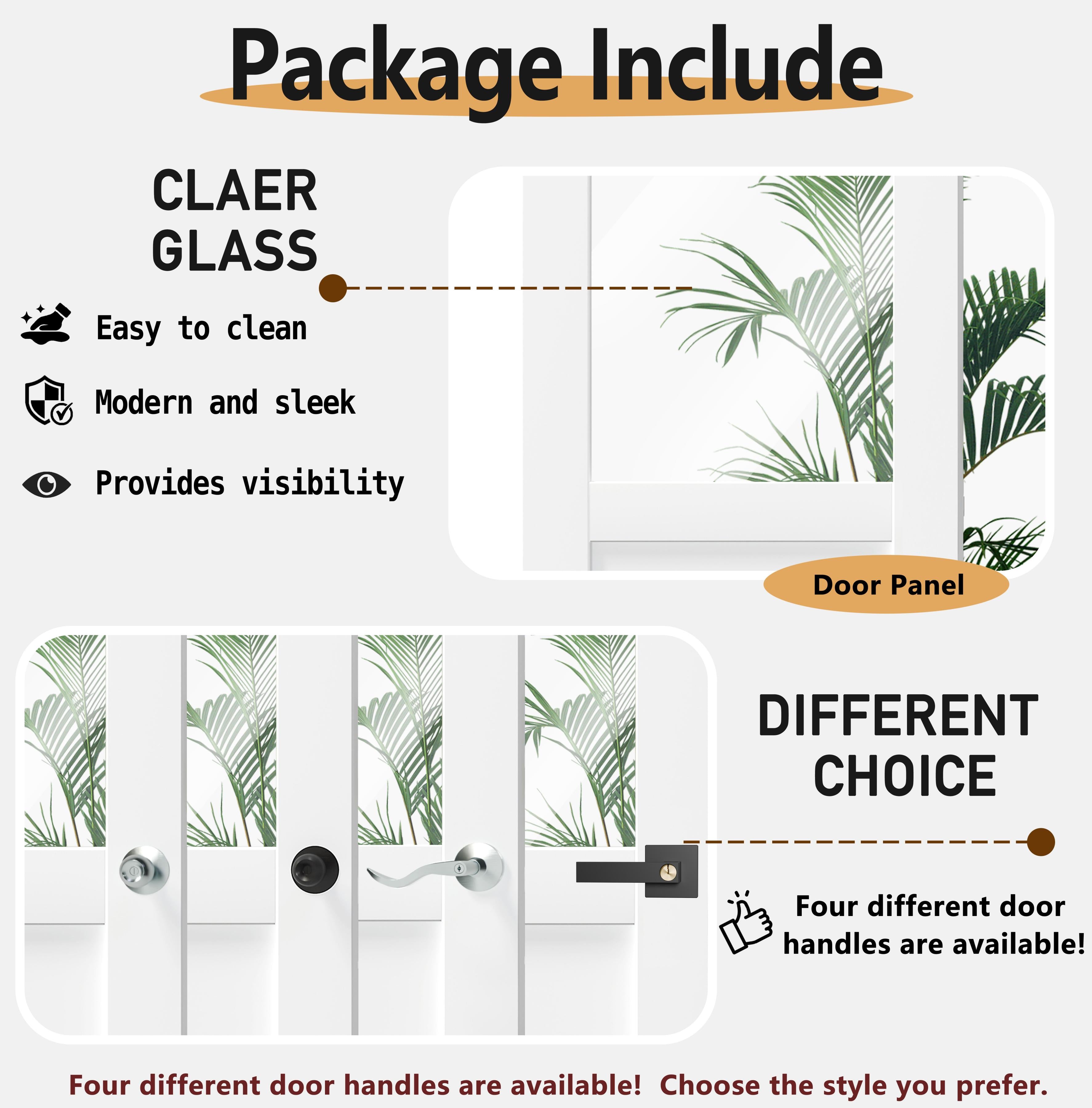 TENONER Black MDF 5-Lite Clear Glass Interior Door Slab for Living Room, Bedroom, Hallway – Durable, Easy to Install, with Handle