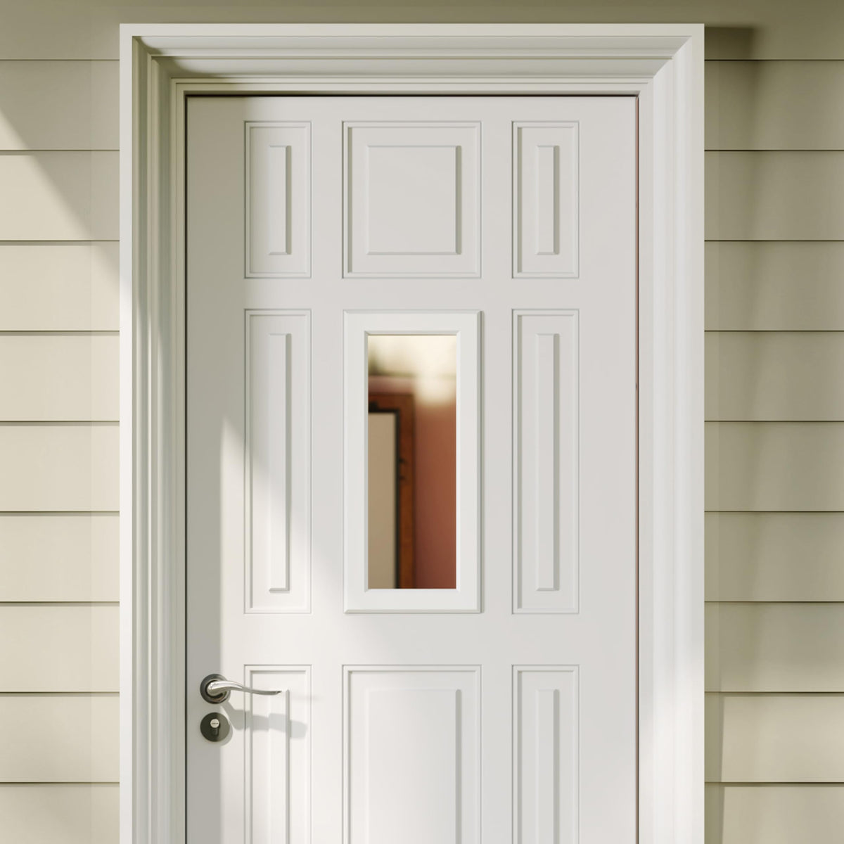 TENONER 1-Lite Slender Tempered Clear Glass Entry Door Glass Inserts Replacement for Enclosed Shutters Insert Kit