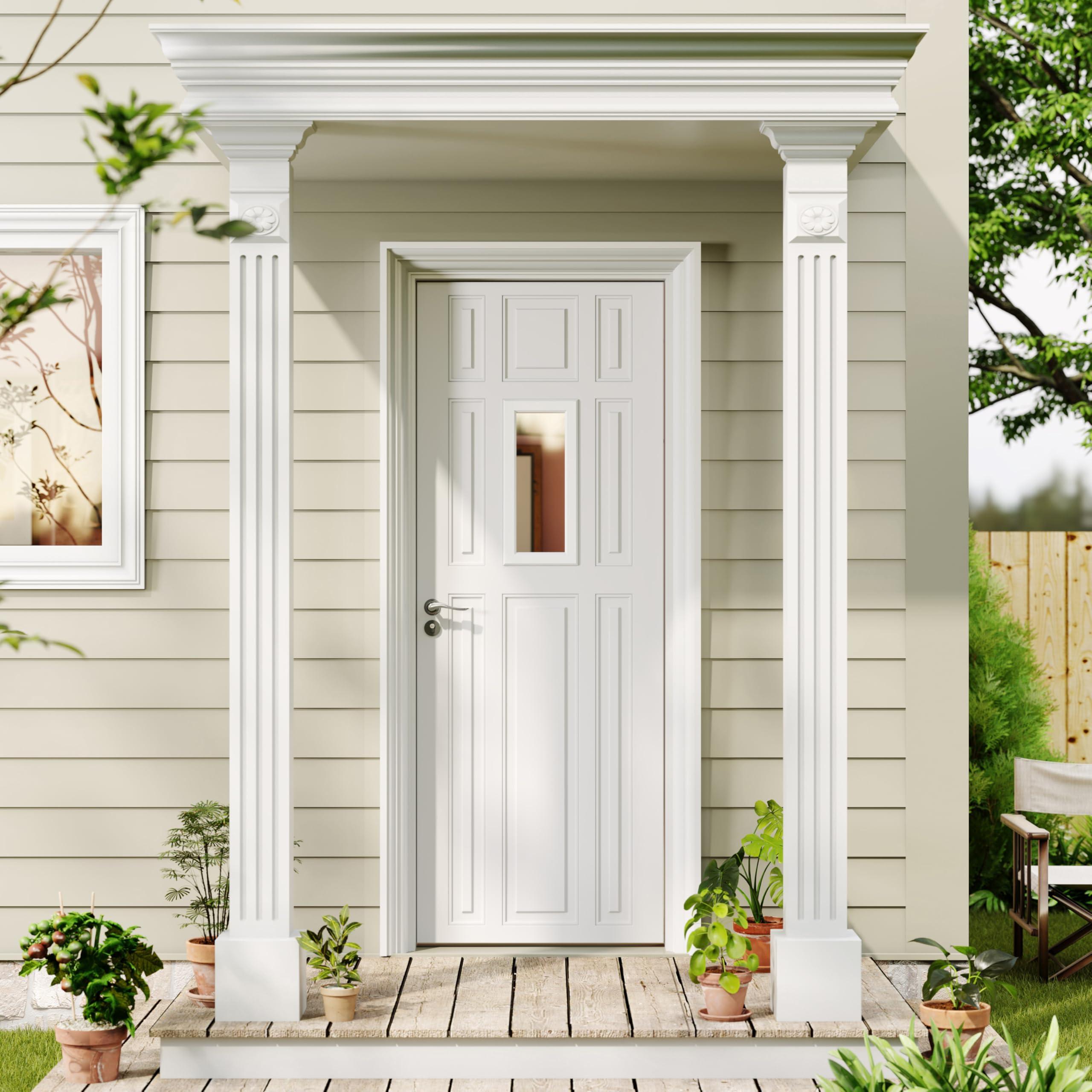 TENONER 1-Lite Slender Tempered Clear Glass Entry Door Glass Inserts Replacement for Enclosed Shutters Insert Kit