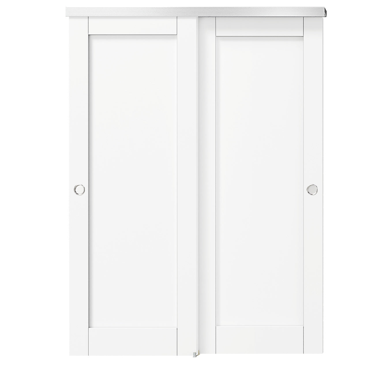 TENONER White MDF 1 Panel Bypass Door for  Bedroom, Living Room,Laundry – DIY Painted, Easy Installation with Bypass Hardware Kits