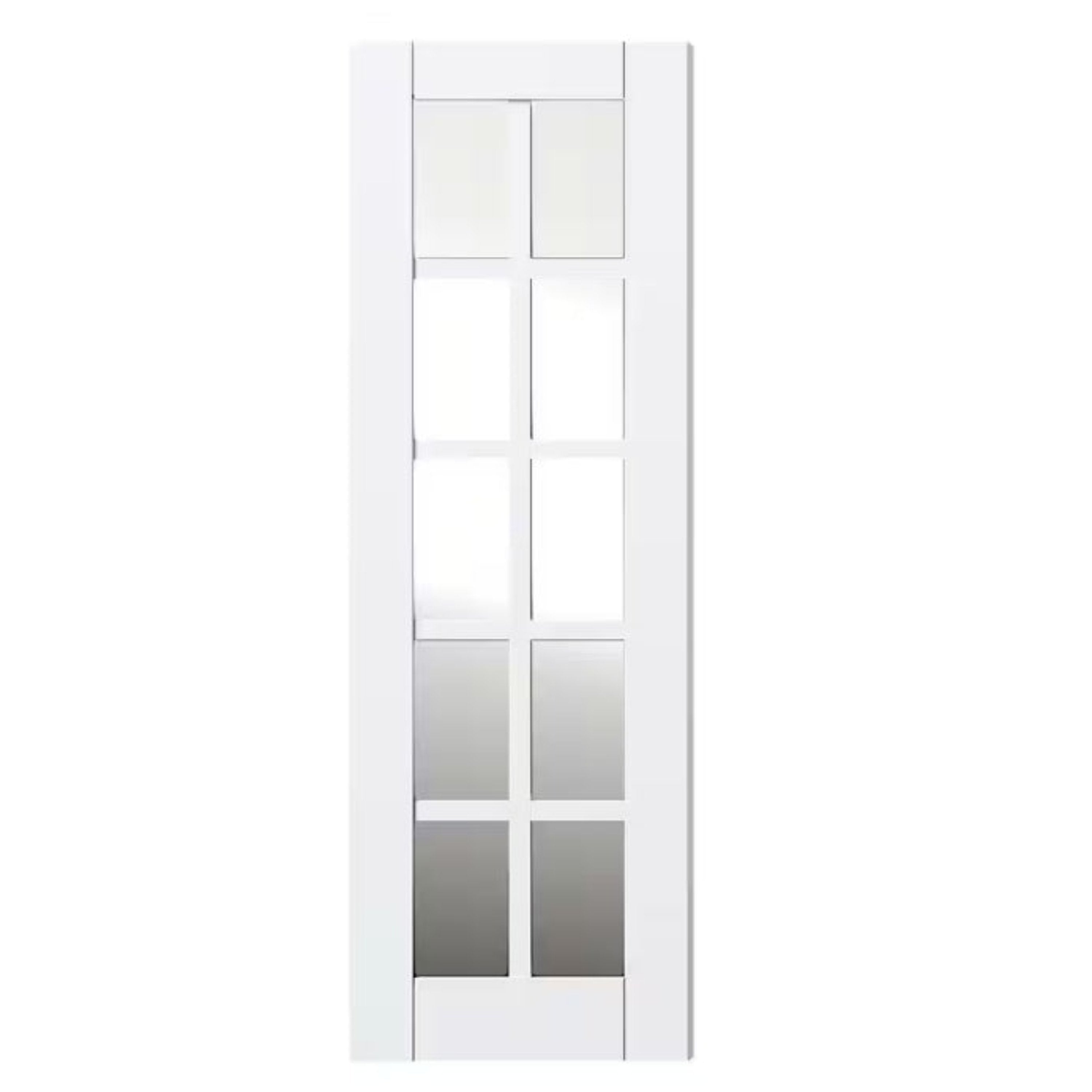 24/30/32 in. x 80 in. 10-Lite, White Primed, No Bore, Mirrored Glass, finished MDF Wood Interior Door Slab