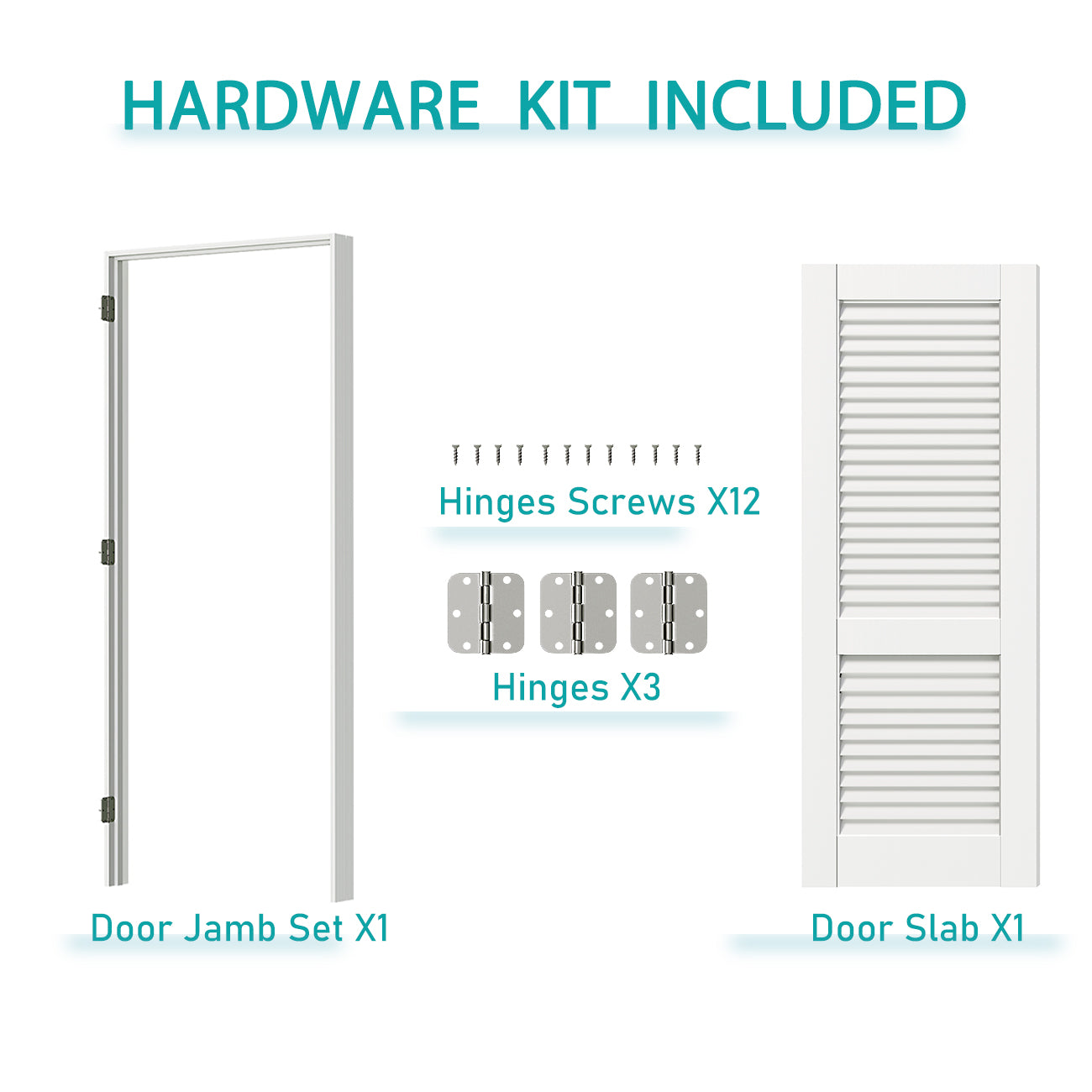 24/30 in. x 80 in. Louvered MDF, White Primed Wood, Painted Pre-Finished Door Panel Interior Door Slab Without Hinges