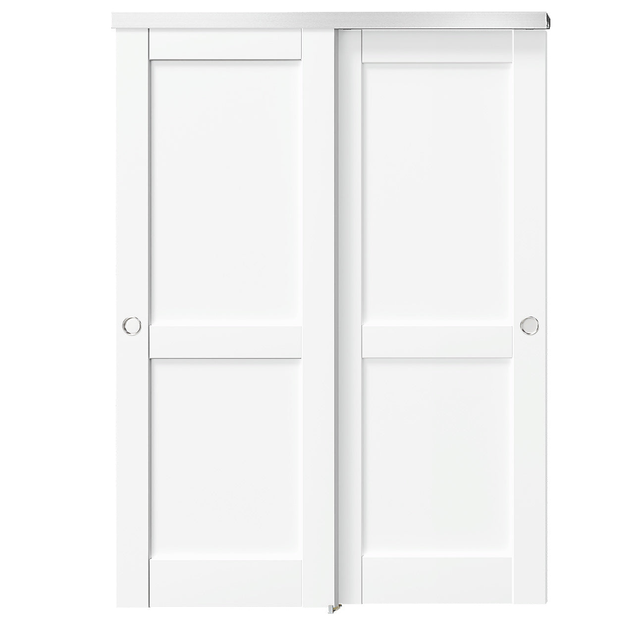 TENONER White MDF 2 Panel Bypass Door for  Bedroom, Living Room,Laundry – DIY Painted, Easy Installation with Bypass Hardware Kits