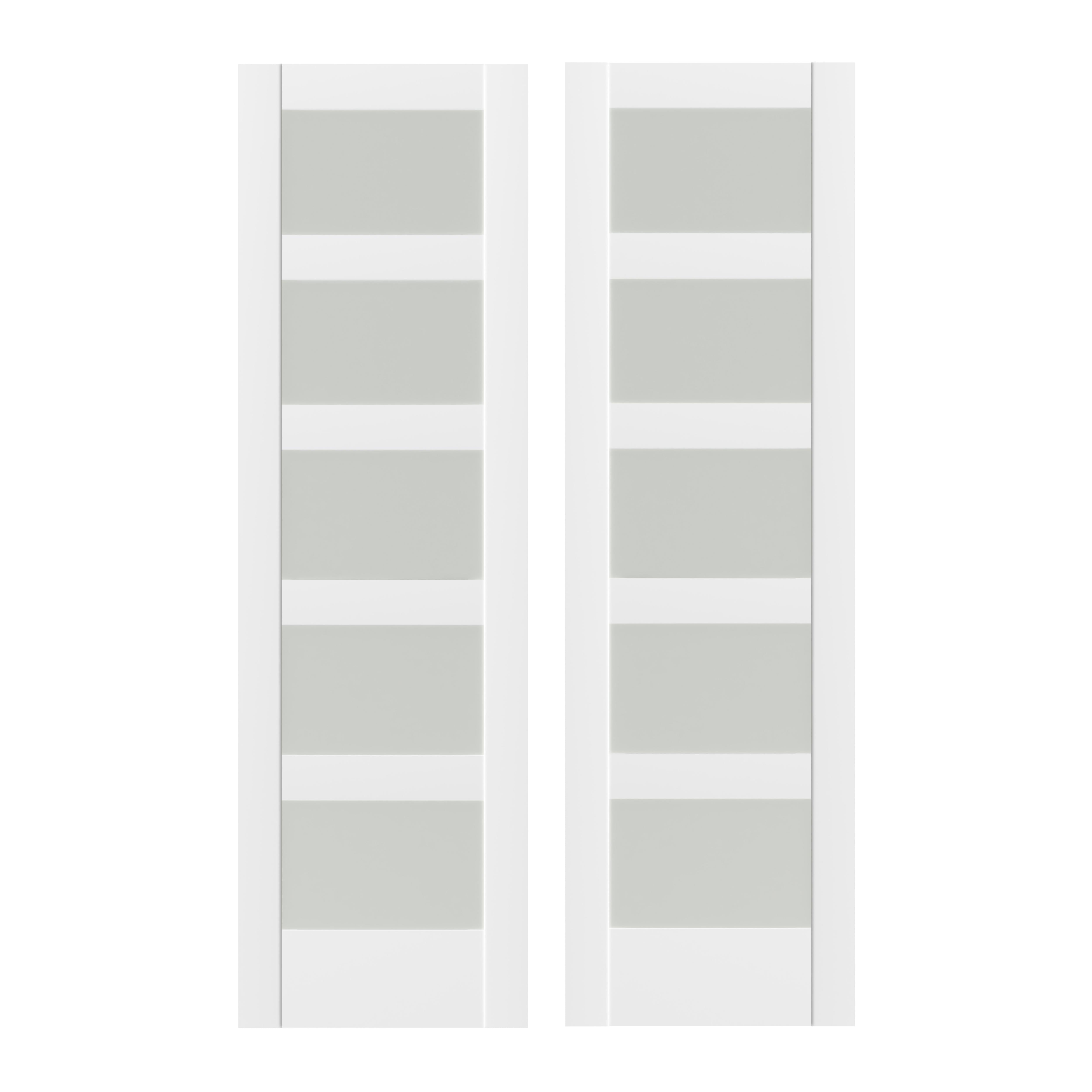 TENONER White MDF 5-Lite Frosted Glass Pocket Door Frame for Bedroom, Closet, and Livingroom - Space-Saving, Easy to Assemble without Hardware Kits