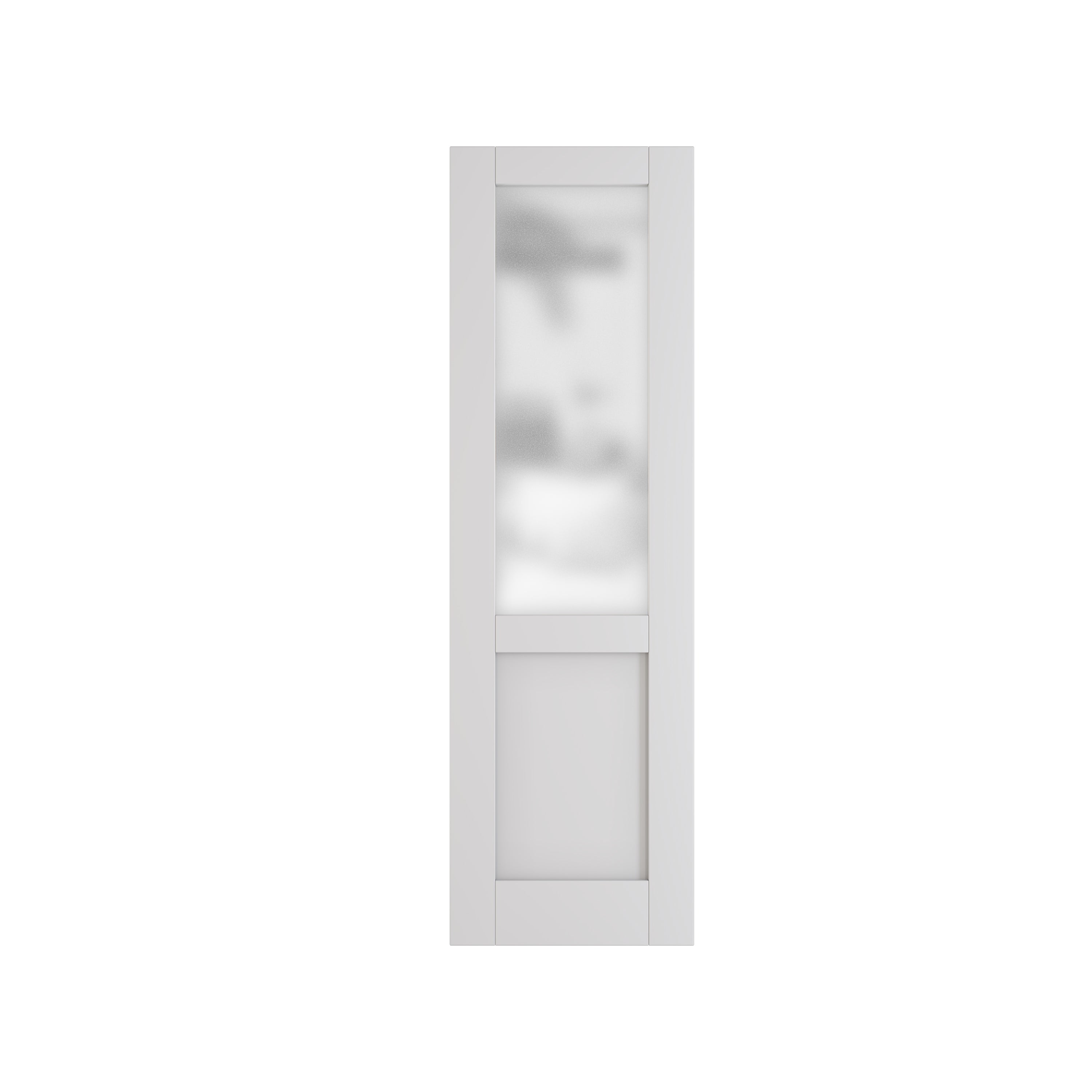 Half-Frosted Glass Interior Door, Finished Door Panels for Wardrobe & Bedroom, Single Pantry Door Slab, MDF, White Primed