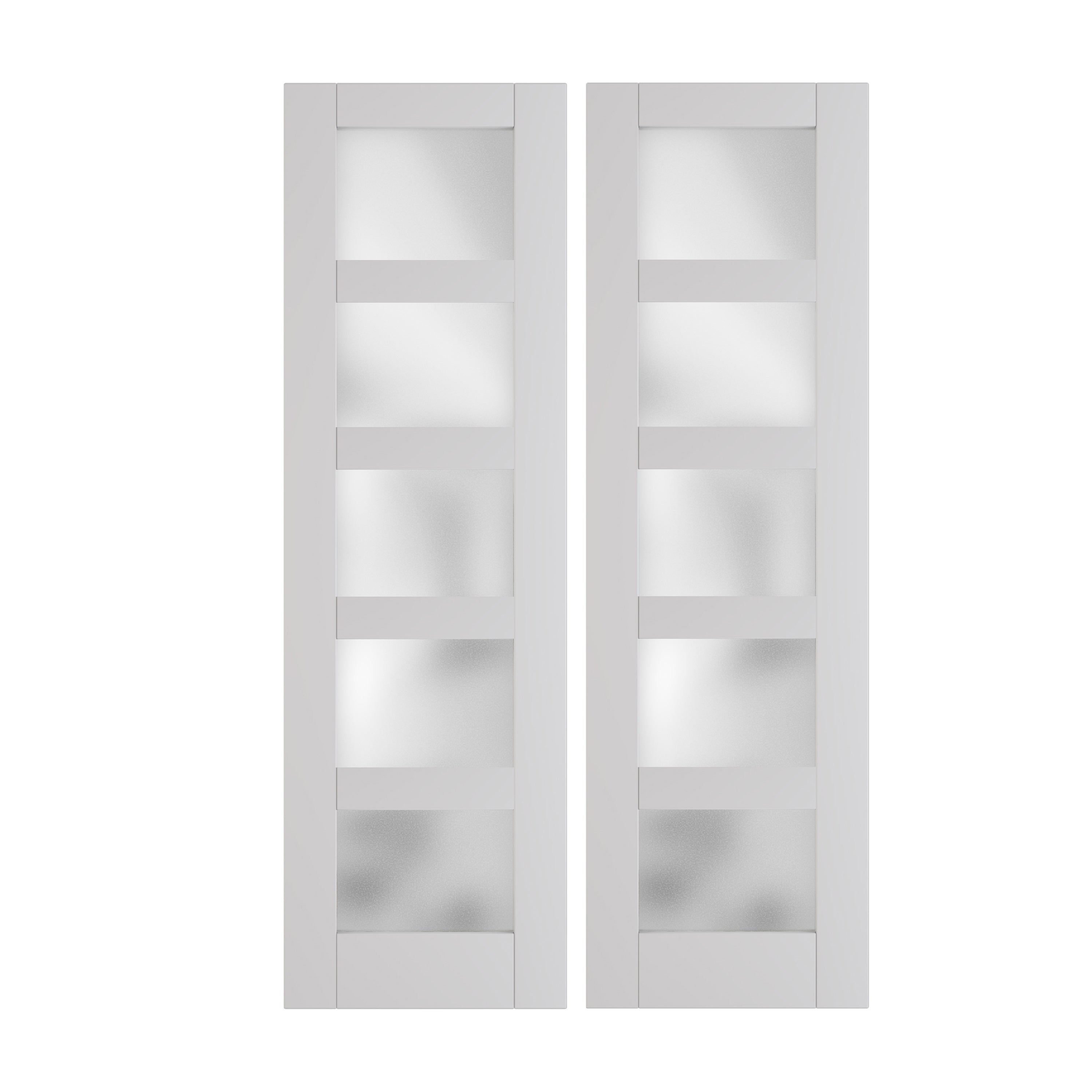 5-Lite Glass French Door,  Double  Interior Door Panels for Closet & Bedroom, Pantry Door Slab - Assembly Required, MDF, White Primed