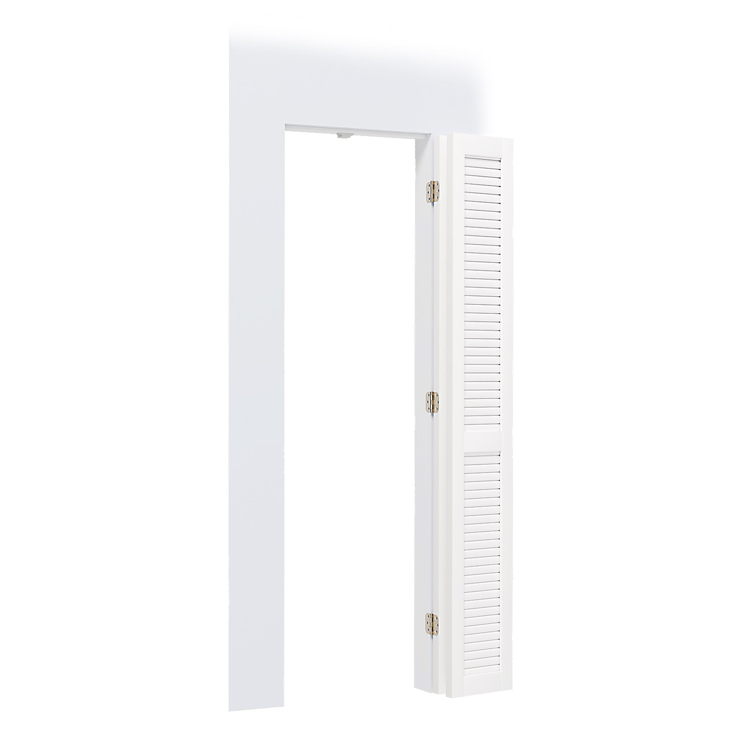 TENONER White MDF Louvered 180-Bi-Fold Door for Closet, Pantry, Laundr