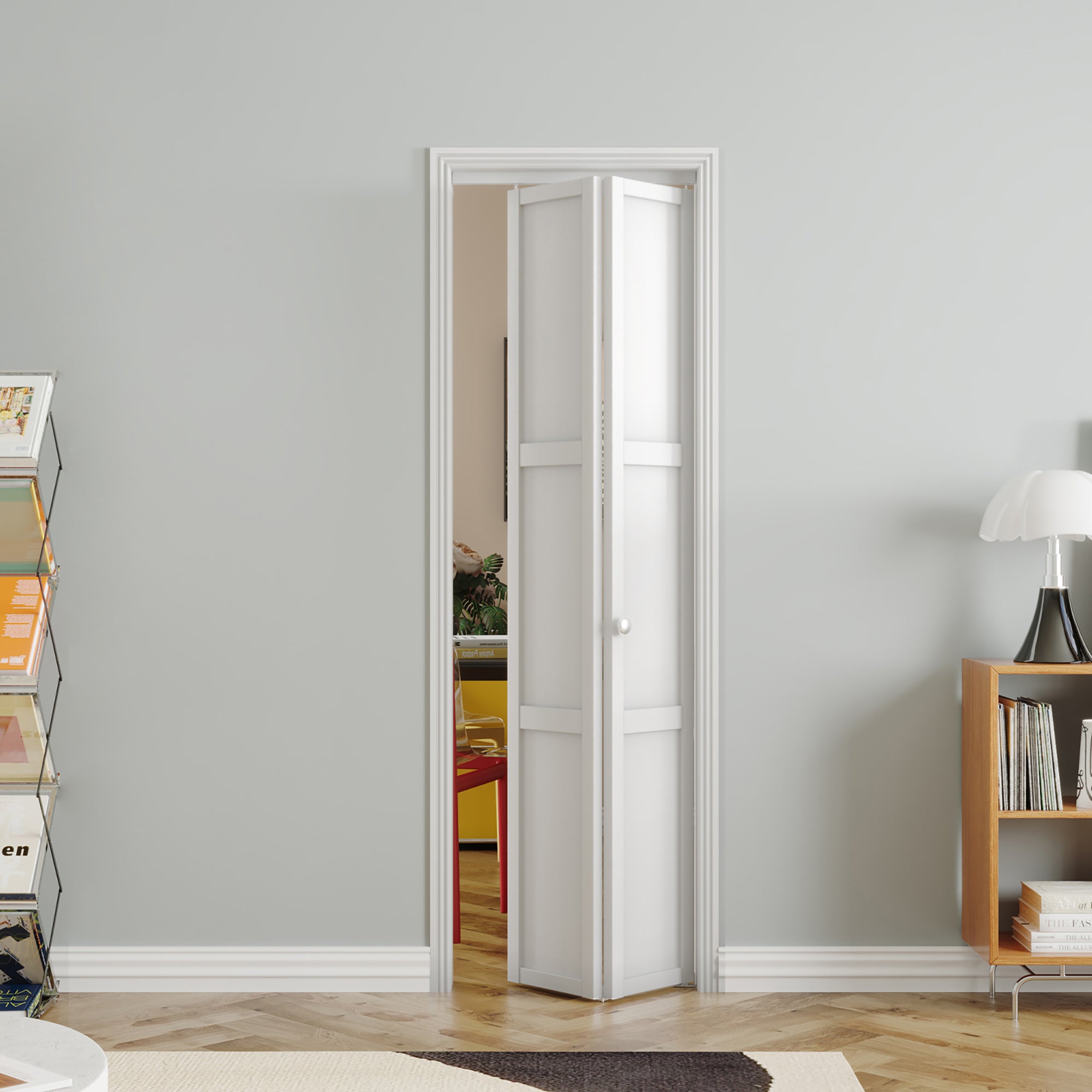 24/30/36 in. x 80 in. White, MDF Wood, 3 Panel Bi-Fold Interior Door for Closet with Hardware Kits