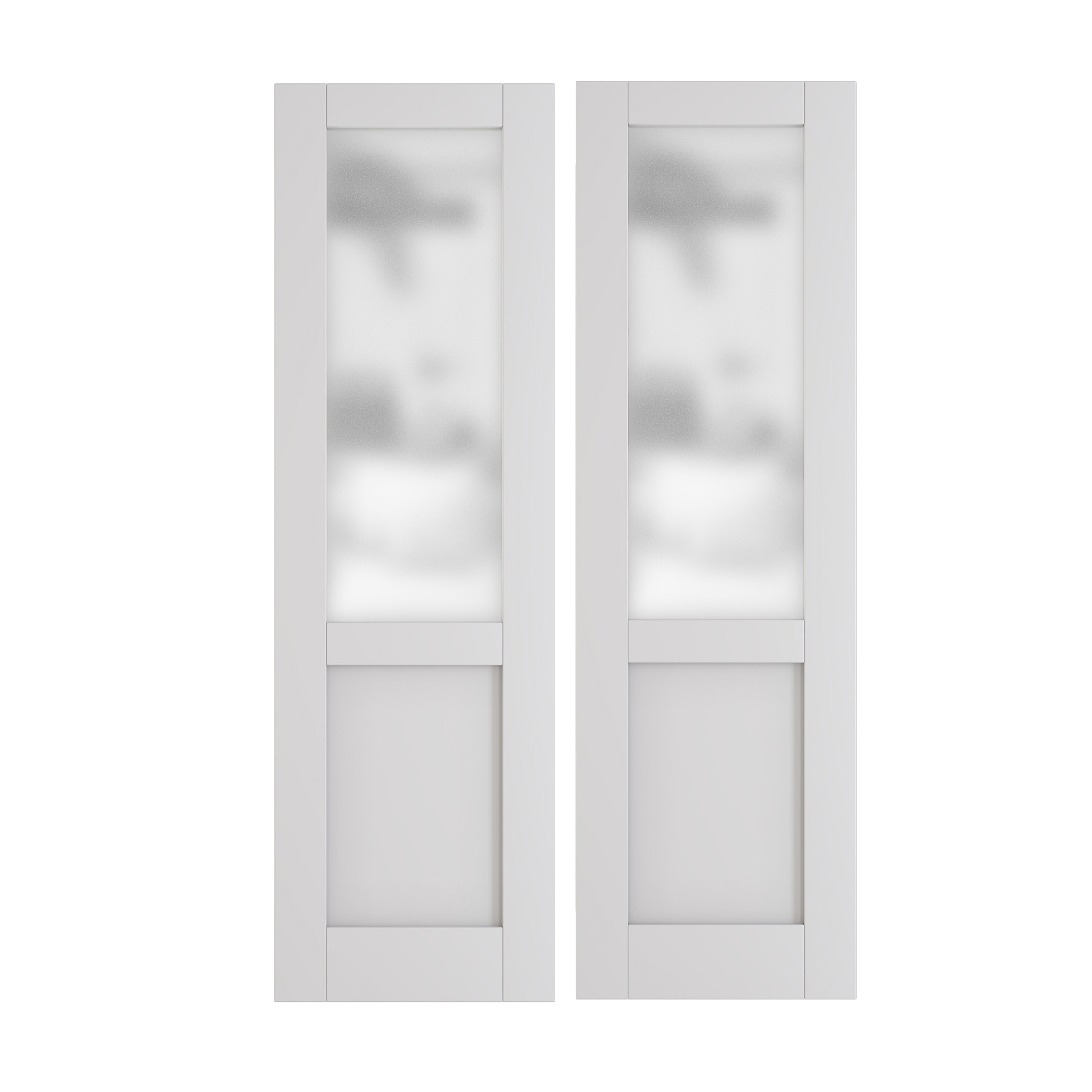 French Interior Double Door- Half Lite Frosted Glass Pantry Door Panels, Closet & Bathroom Double Door Slab, White Primed, MDF - Pre-Finished Door Panel