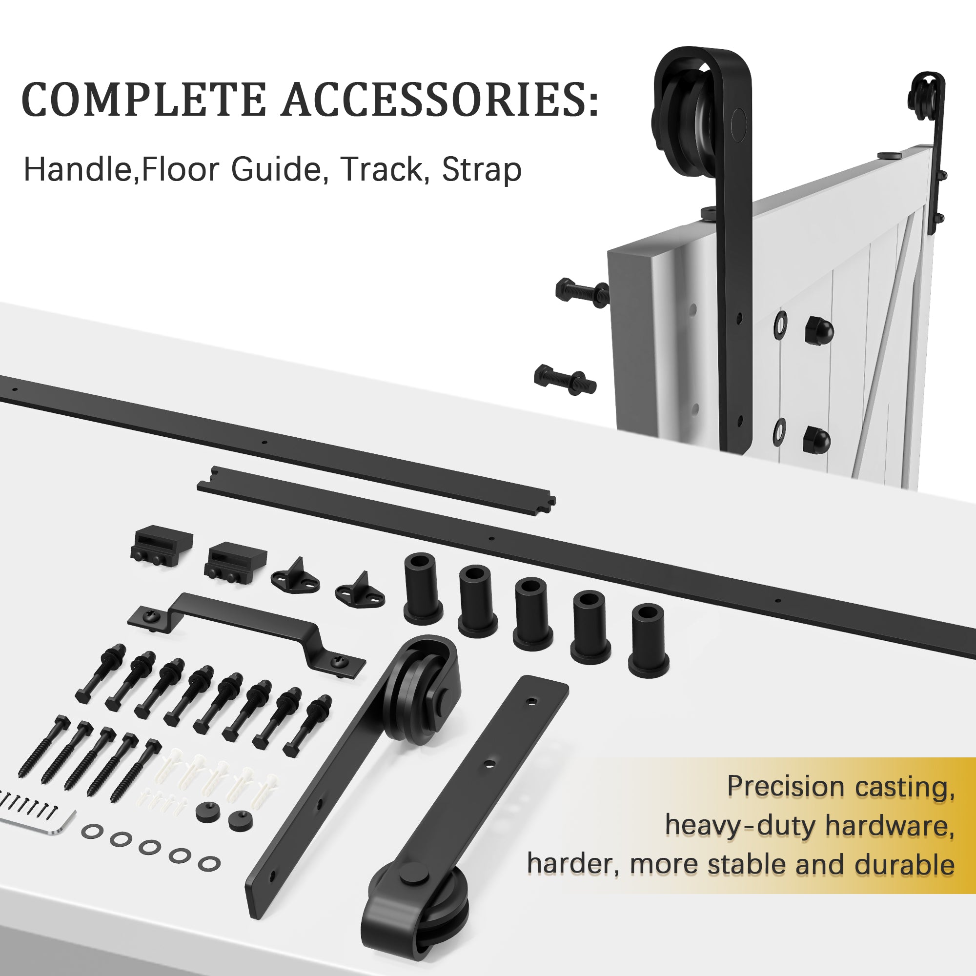 TENONER Black/Silver Sliding Barn Door Hardware Kit - Smoothly and Quietly