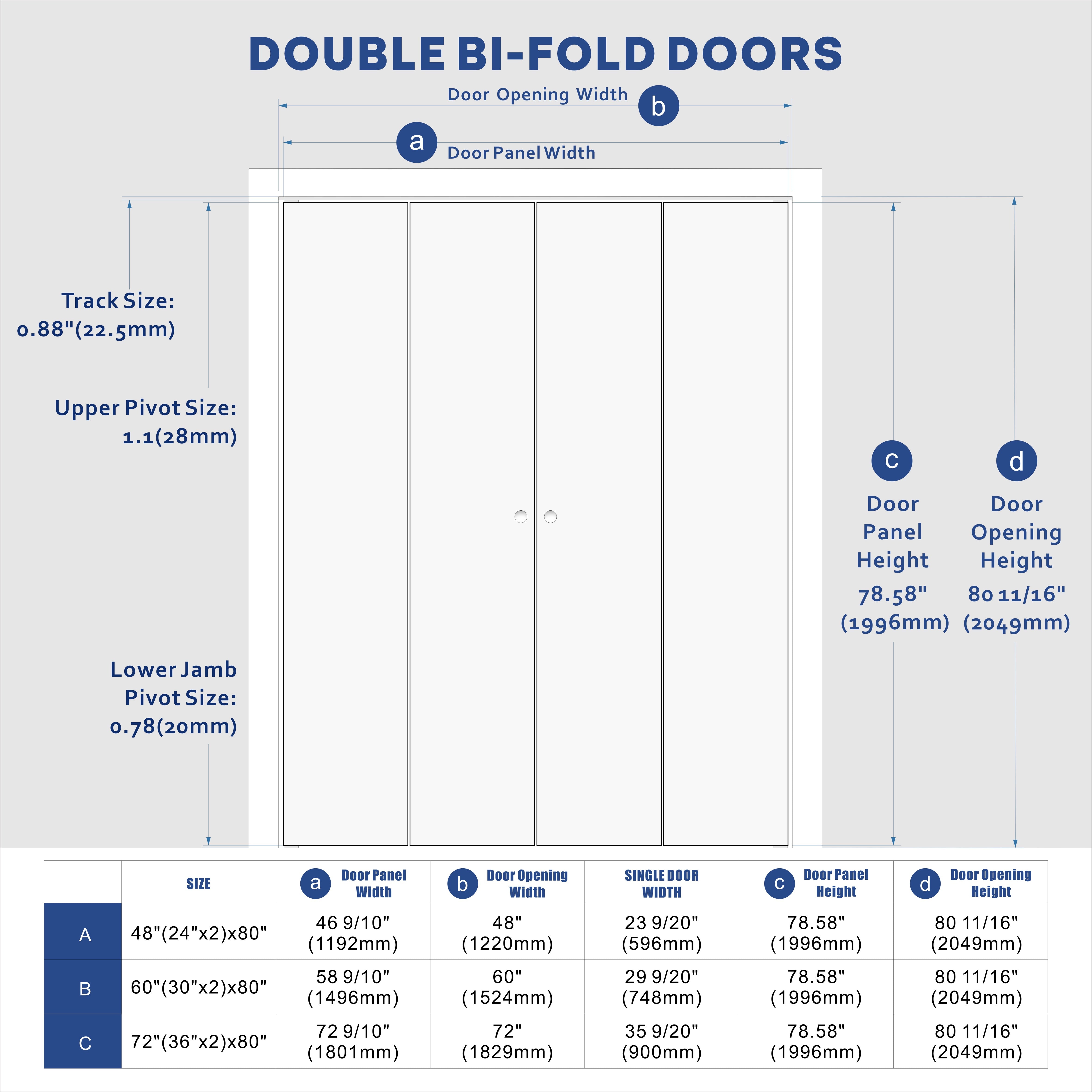 48/60/72 in. x 80 in. Louver Bi-Fold Interior Door for Closet, MDF & PVC, White Folding Door including Hardware