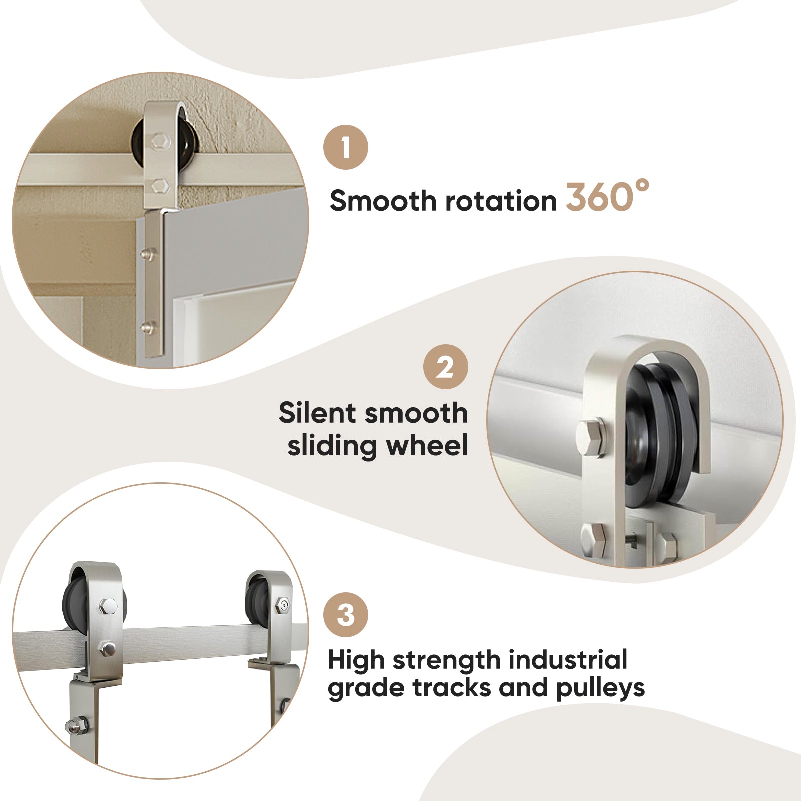 TENONER Bi-Folding Barn Door, 3 Lites Tempered Frosted Glass Panel with Brushed Nickel Sliding Hardware Kit Set, Pre-drilled Floding Door Slab, MDF, White