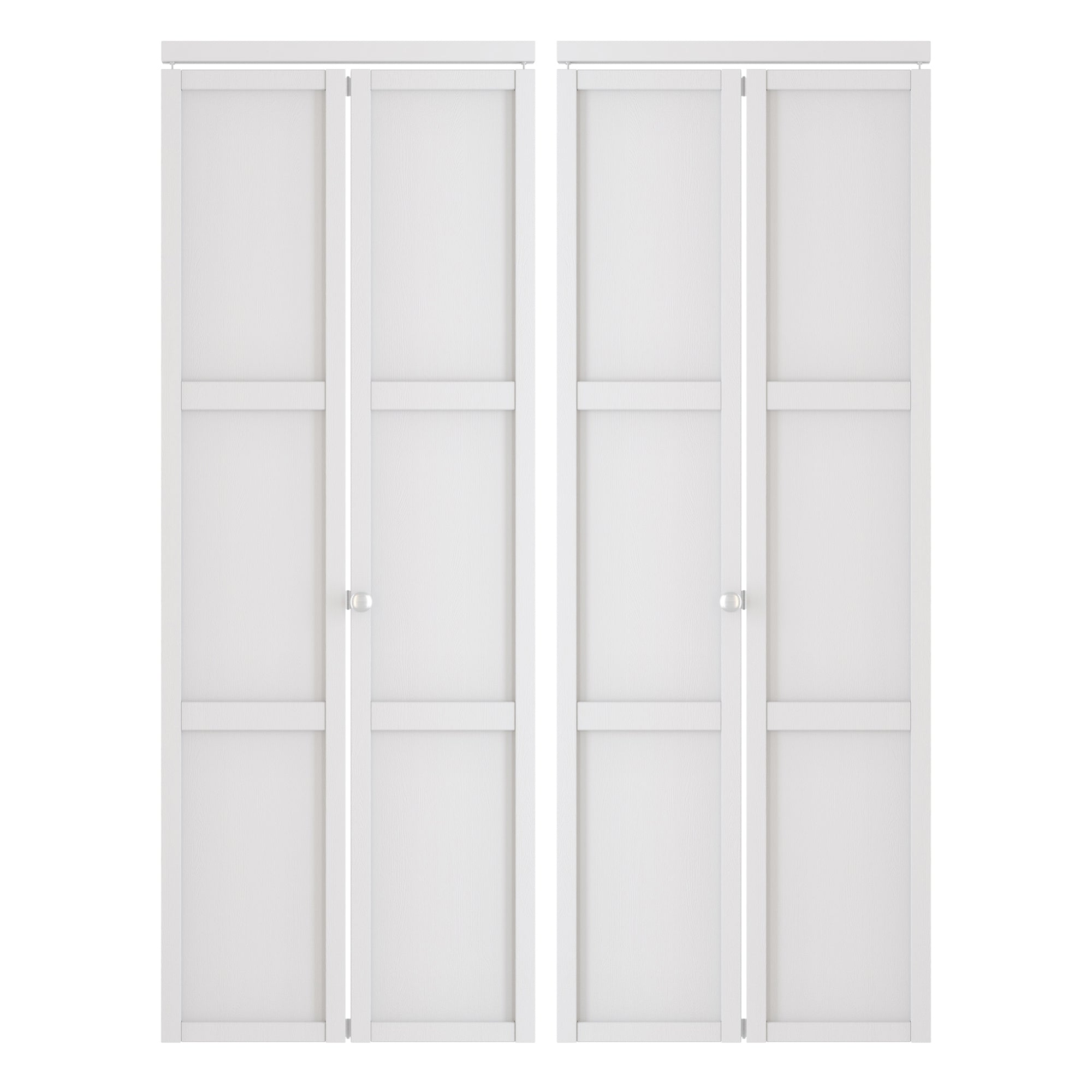 48/60/72 in. x 80 in. White, MDF Wood, 3 Panel Bi-Fold Interior Door for Closet with Hardware Kits