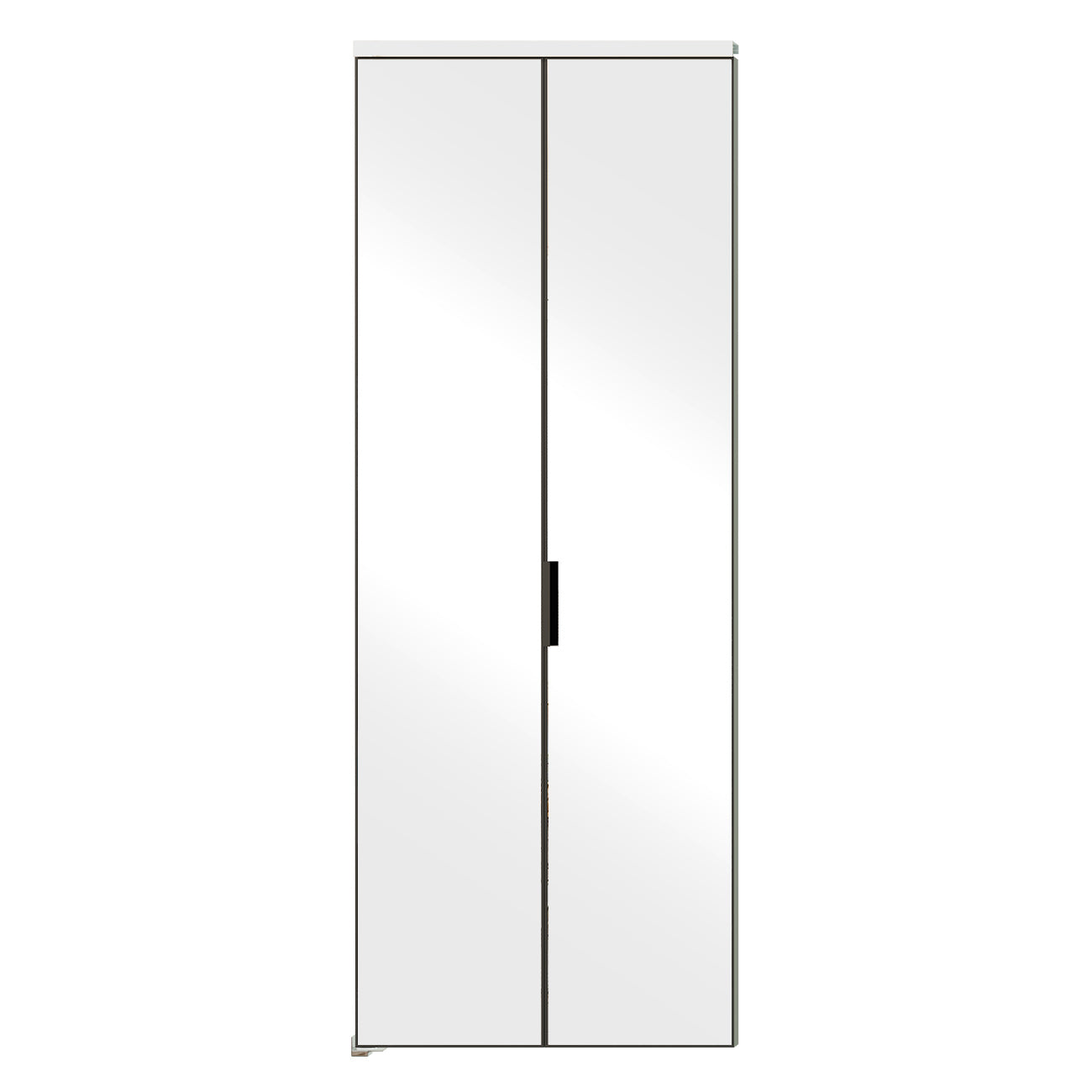 30 in. x 80 in., Mirrored Glass, Black, Hollow Core, MDF, Aluminum Frame, Full Lite Bi-fold Doors with Hardware Kits