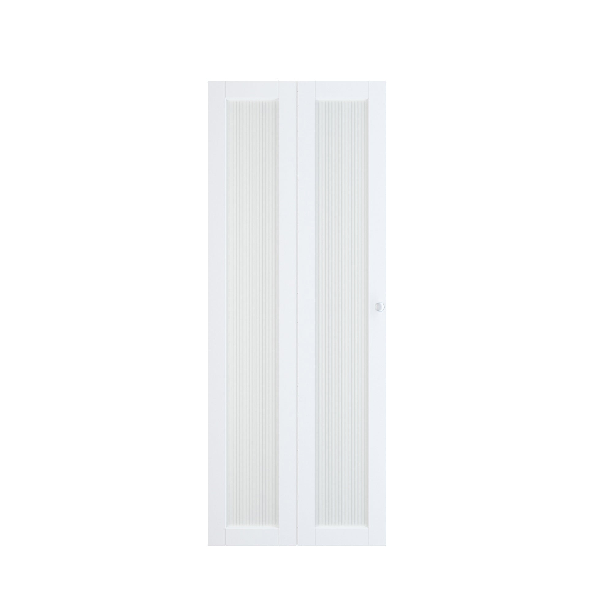 24/30/36 in x 80 in, Reeded Glass, Full Lite Bi-Fold Interior Door with MDF & Water-Proof PVC Covering, Hardware Included