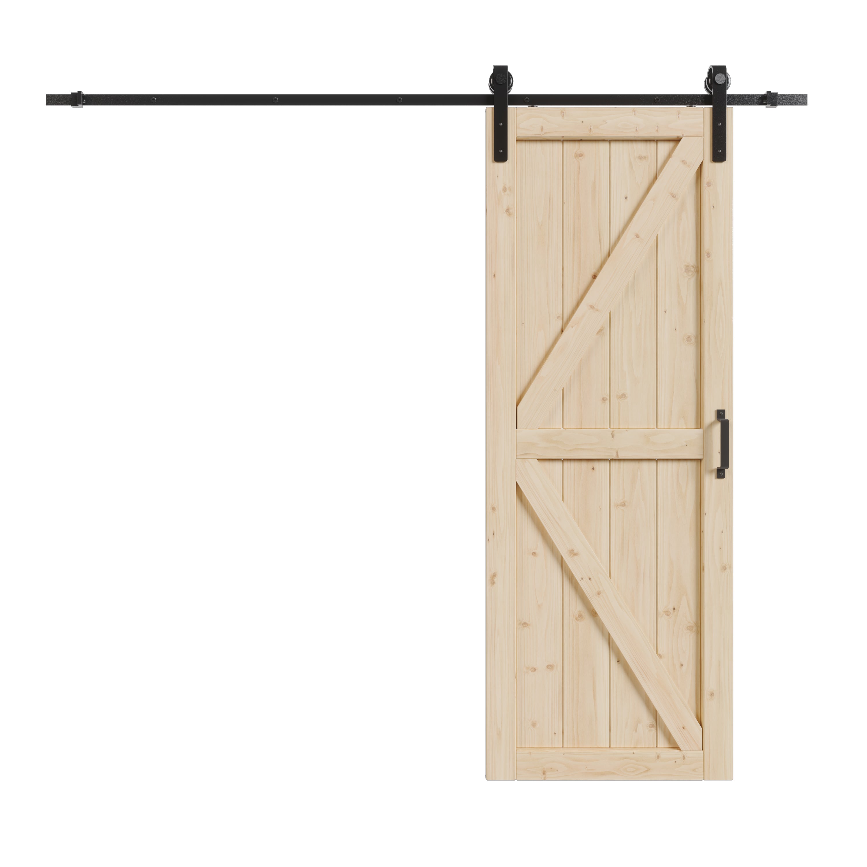 TENONER Pine Wood Barn Door, Sliding Barn Door with All Hardware Kit Included, Pre-Drilled Easy to Assemble, DIY Unfinished K-Frame Solid Core Single Barn Door, Natural