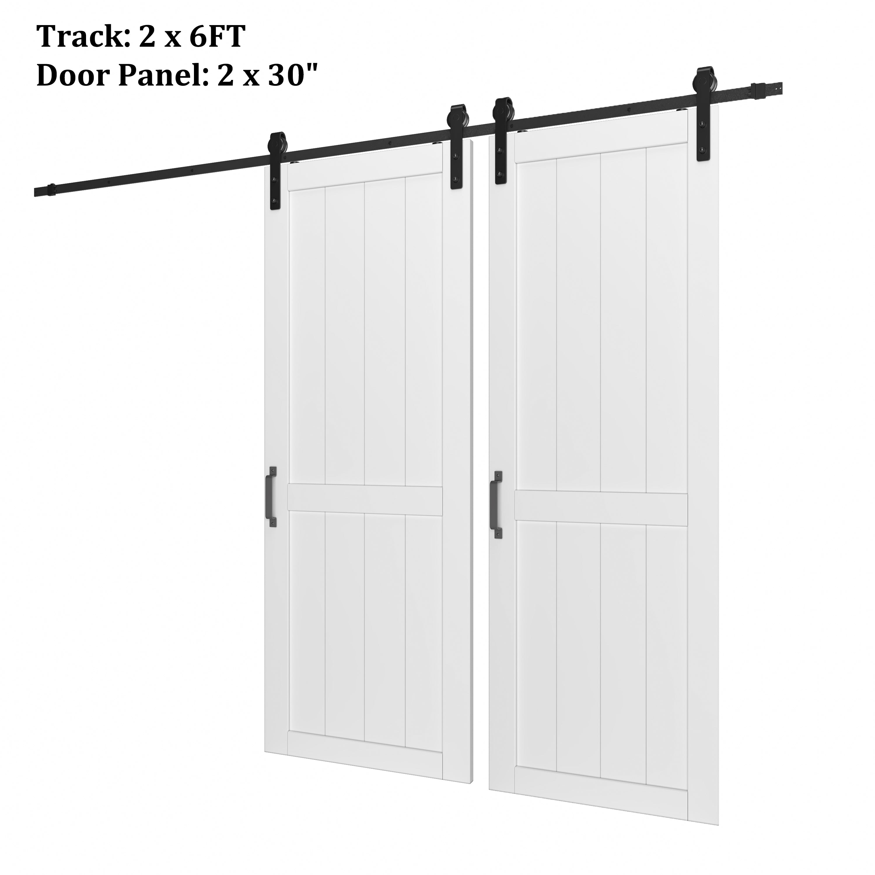 TENONER Double Sliding Barn Doors,H-Frame with Hardware Kit Included,MDF & DIY Painted,Assembly Needed,White