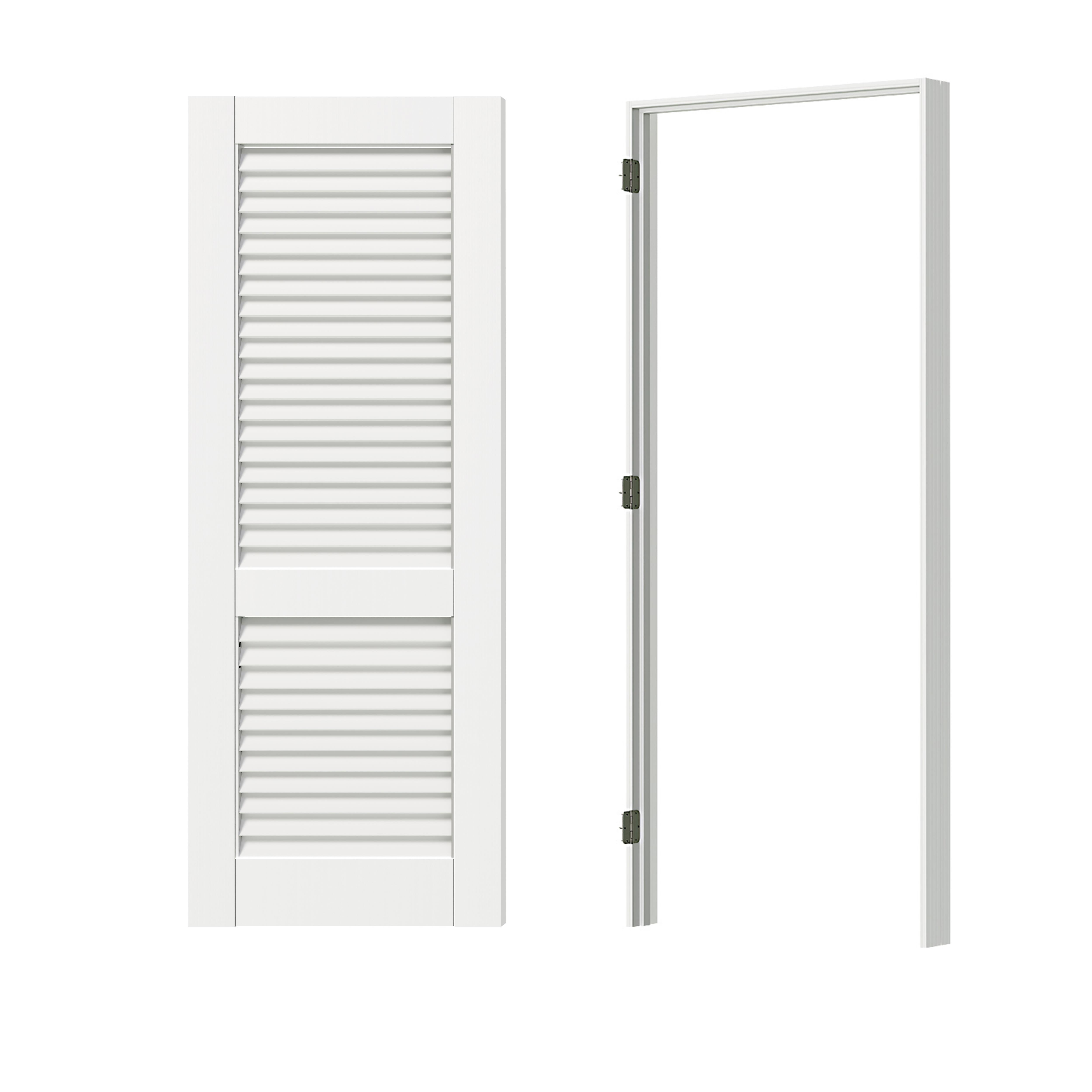 24/30 in. x 80 in. Louvered MDF, White Primed Wood, Painted Pre-Finished Door Panel Interior Door Slab Without Hinges